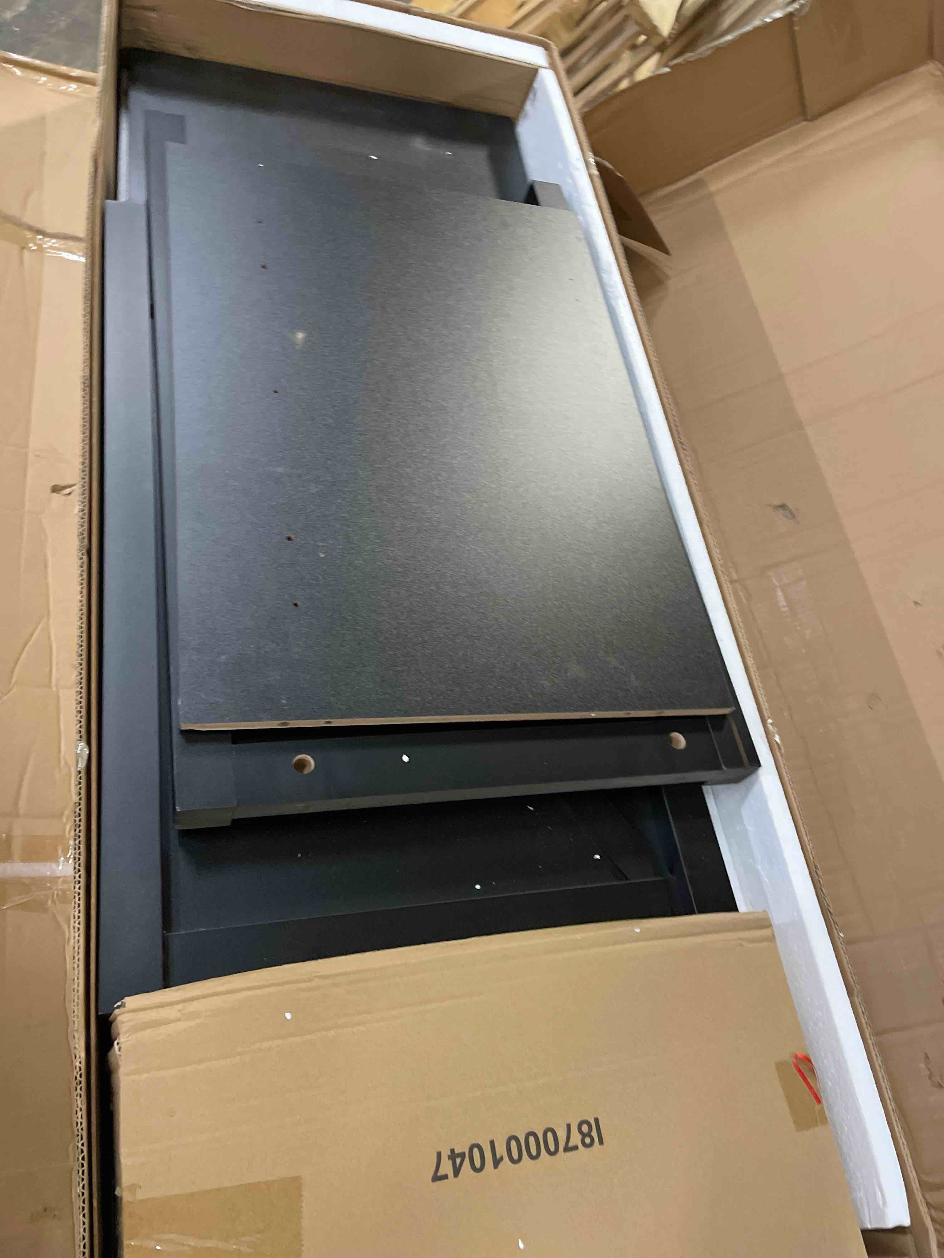 Condition photo showing Good Condition for bornoon tilt out trash can cabinet for 2 bins, hidden recycle garbage bin enclosure, wooden double laundry cabinet with odor control, negative ion & ozone, for kitchen, bathroom, laundry room