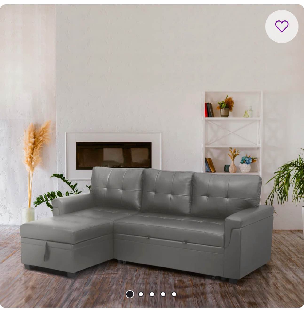 fane reversible l-shaped sectional leather sleeper sofa bed with storage chaise – pull out couch for living room, elegant convertible sofa offering comfort, durability, and extra space by ebern designs