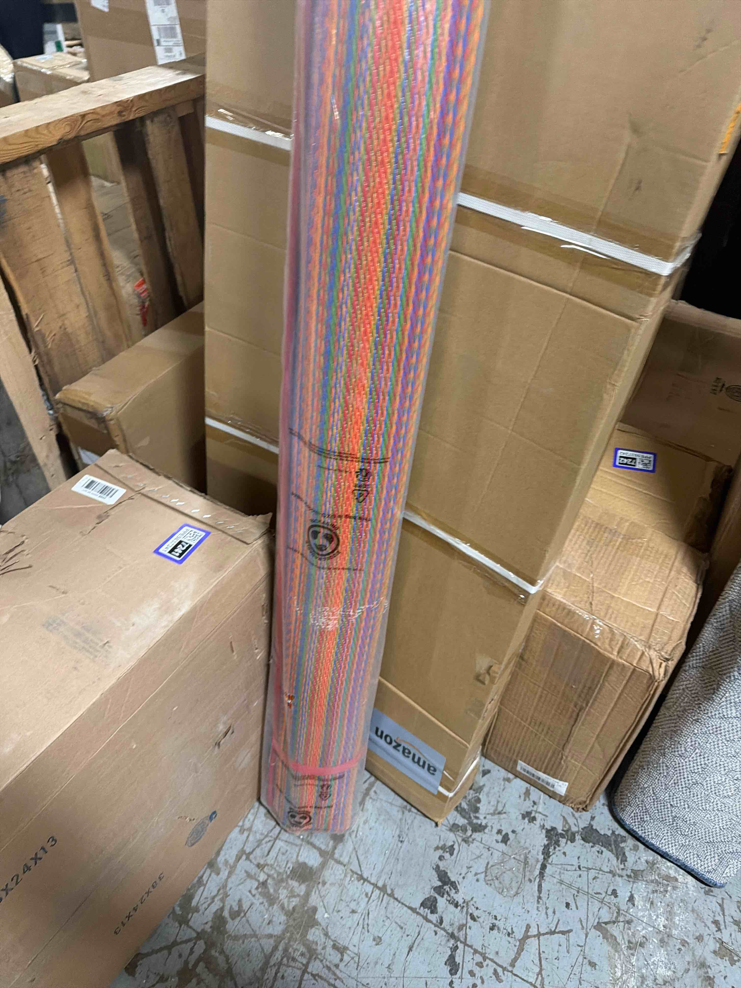 Condition photo showing New/Like New for fab habitat outdoor rug - waterproof, fade resistant, crease-free - premium recycled plastic - striped - porch, deck, balcony, mudroom, laundry room, patio - cancun - multicolor - 3 x 5 ft
