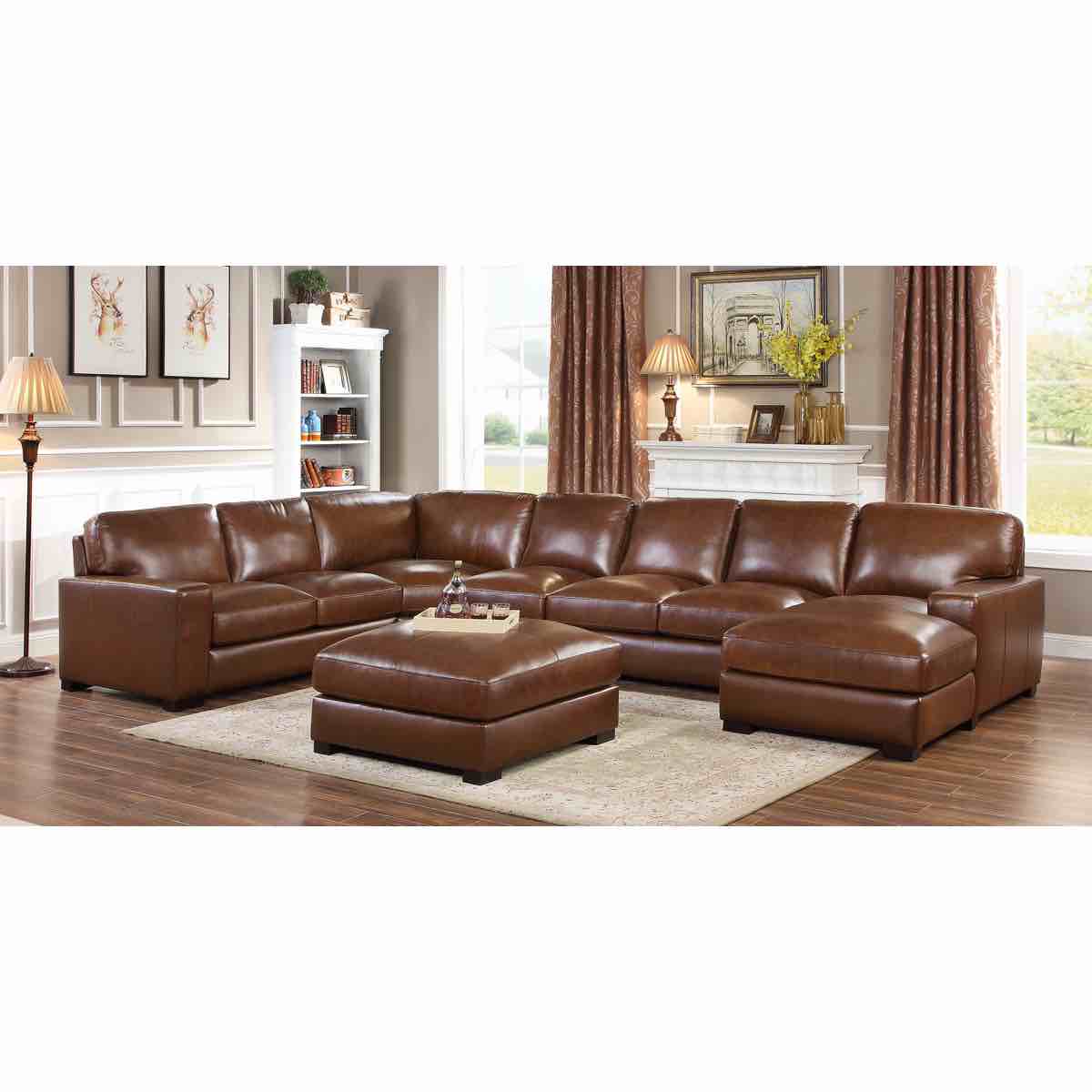 gabriel 6 - piece genuine leather match sectional (armless seat only)