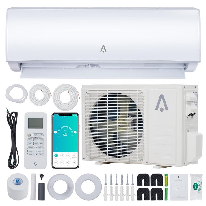 garvee mini split ac/heating system with wifi, 9000 btu 19 seer 2 115v, suitable for 450+ sq. ft.