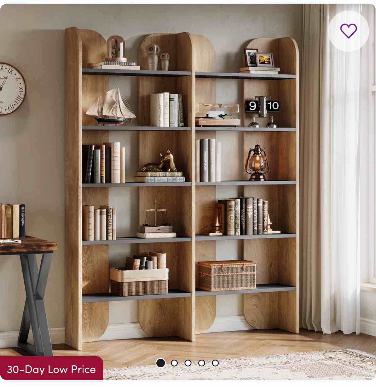 70.87-inch tall bookcase with open shelves