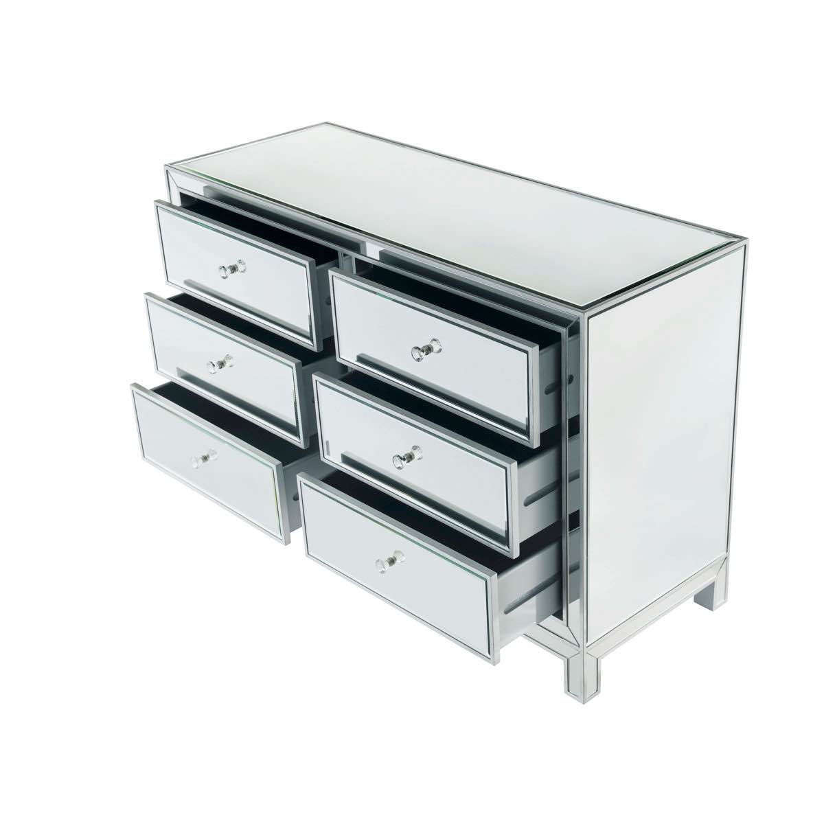 Condition photo showing New/Like New for fairgrove 48" w solid and manufactured wood mirrored 6-drawer dresser
