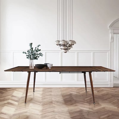 maison boucle extendable dining table for 6 to 8 expands 63 to 95 in walnut finish modern rectangular(top only)