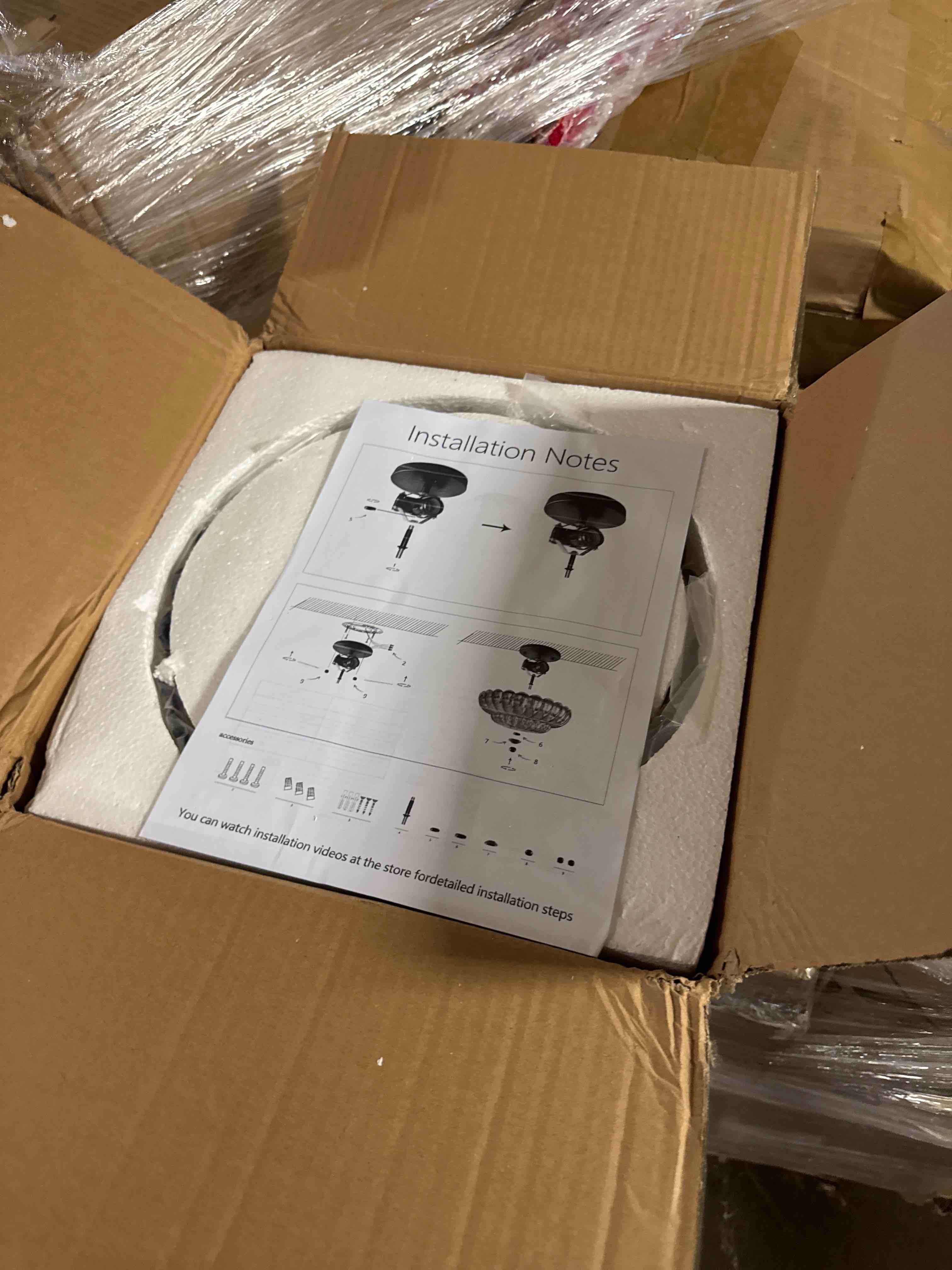 Condition photo showing New/Like New for quoizel whp1712mc whitecap round amber semi flush mount ceiling lighting, 3-light, 180 watts, mottled cocoa (9"h x 12"w)