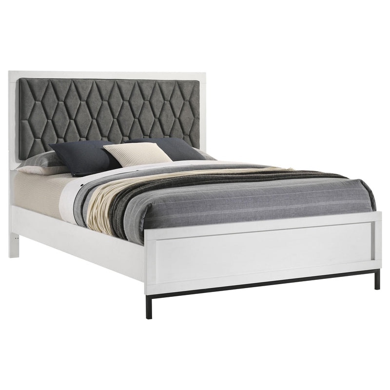Sonora White Queen Upholstered Panel Bed