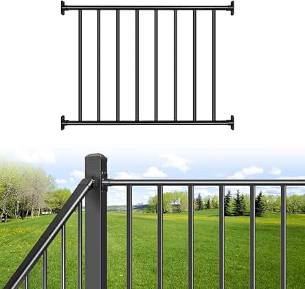 SunCrafts Heavy Duty Steel Deck Railing System, 38 in. H x 4 ft. W Galvanized Guardrail Deck Railing Kit with Black Powder-Coated Finish for Outdoor Decks, Porches & Balconies - Amazon.com