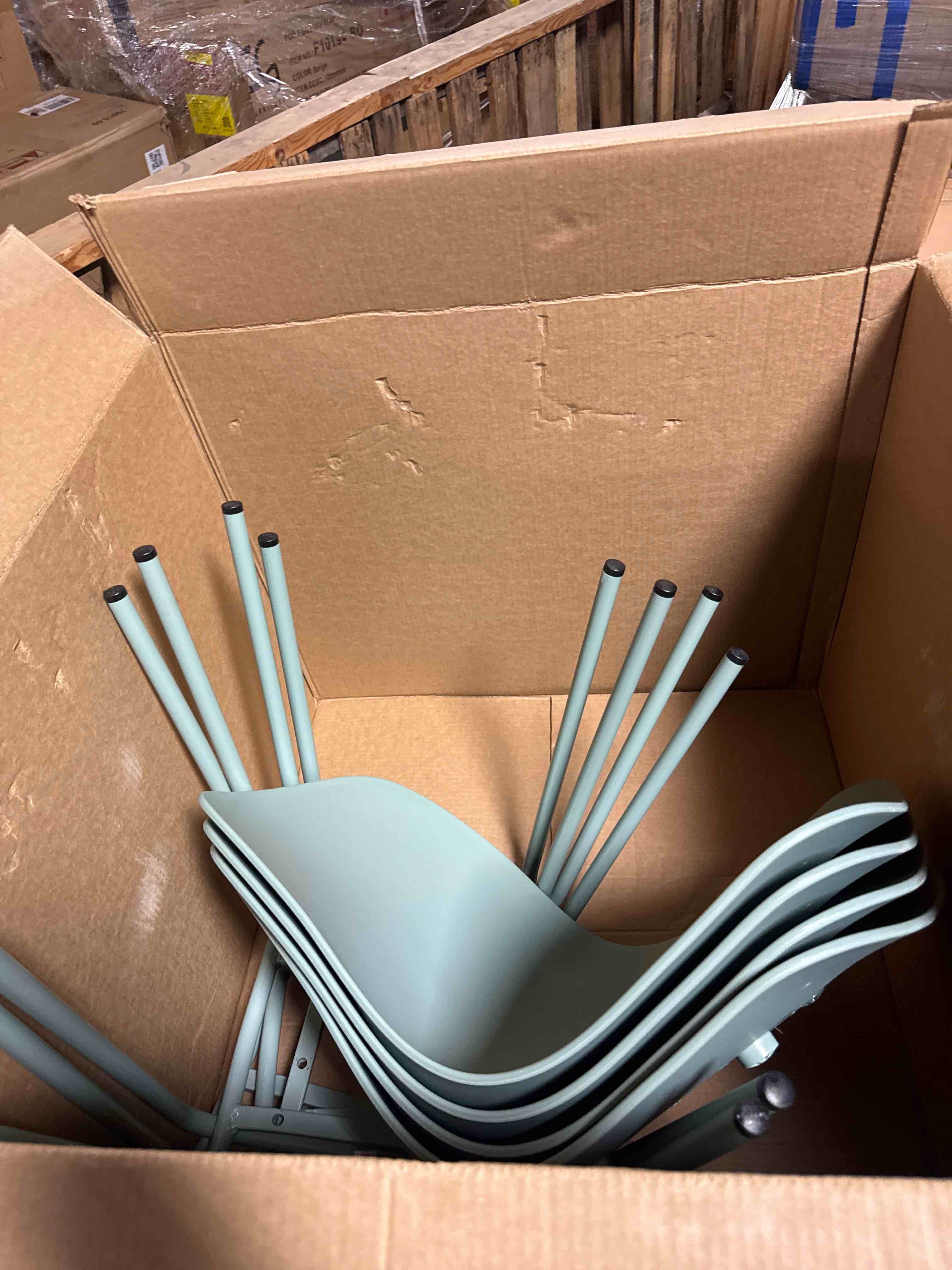 Condition photo showing New/Like New for mid century kitchen chairs set of 4,green plastic dining chairs outdoor chairs with metal legs for living & dining room(4pc,mint green)
