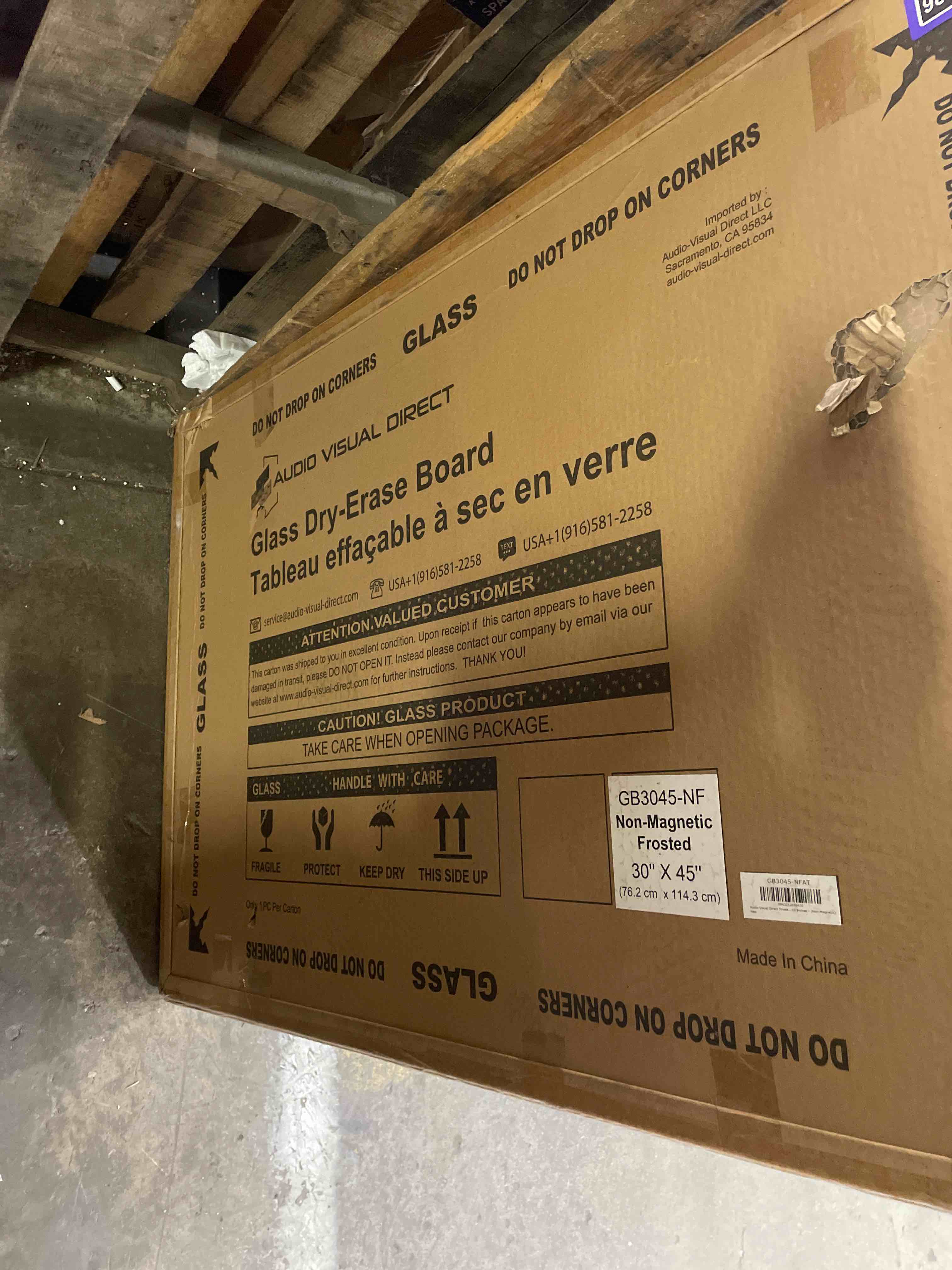 Condition photo showing New/Like New for audio-visual direct frosted glass dry-erase board set - 45" x 30" - includes hardware & marker tray (non-magnetic)