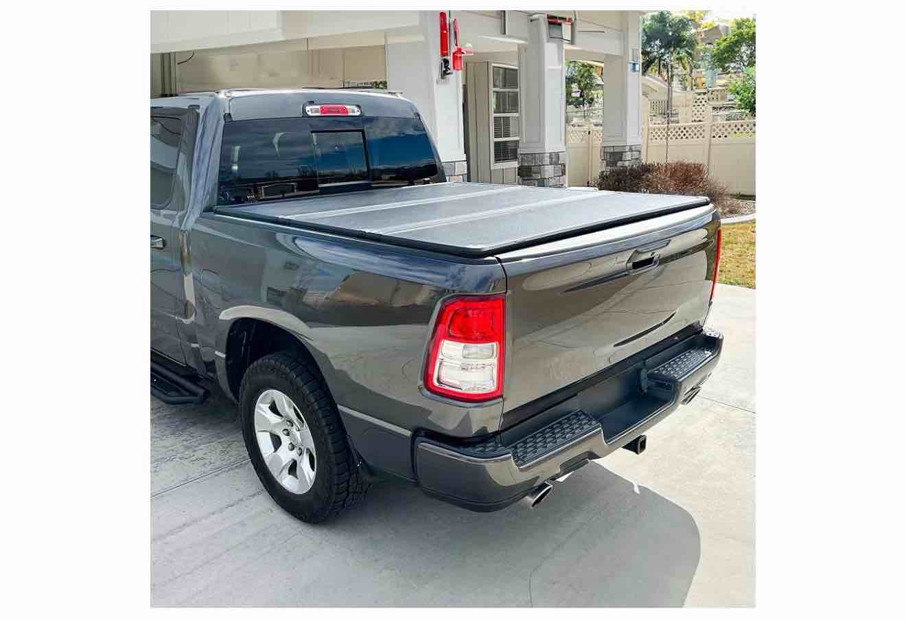 yitamotor frp hard tri-fold truck bed tonneau cover, fits for chevy silverado/gmc sierra 1500, new body style 2019-2026, fleetside 5.8 ft bed