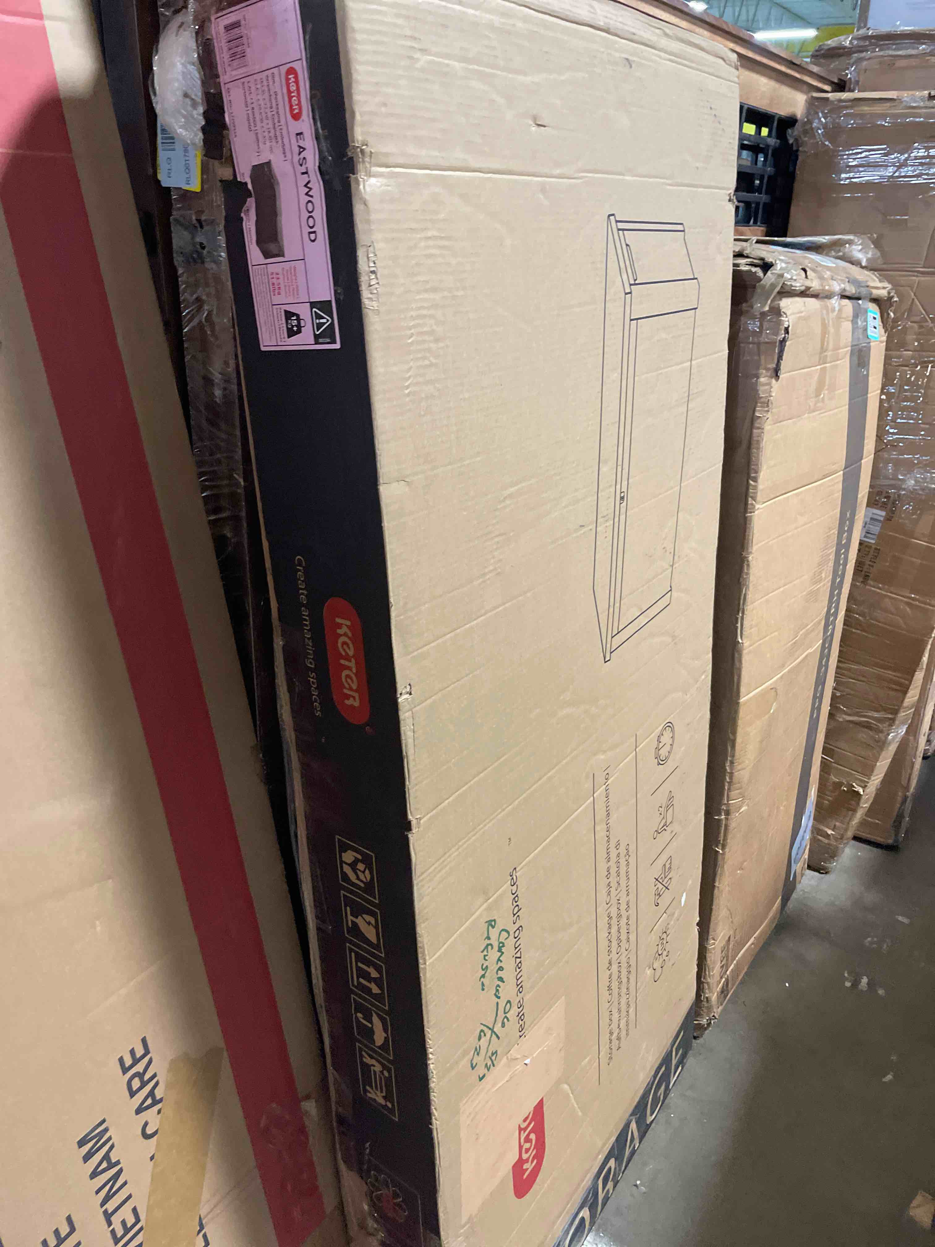 Condition photo showing New/Like New for keter eastwood deck box 570 litres - weatherproof durable polypropylene resin construction - extra large storage capacity sturdy ventilated box
