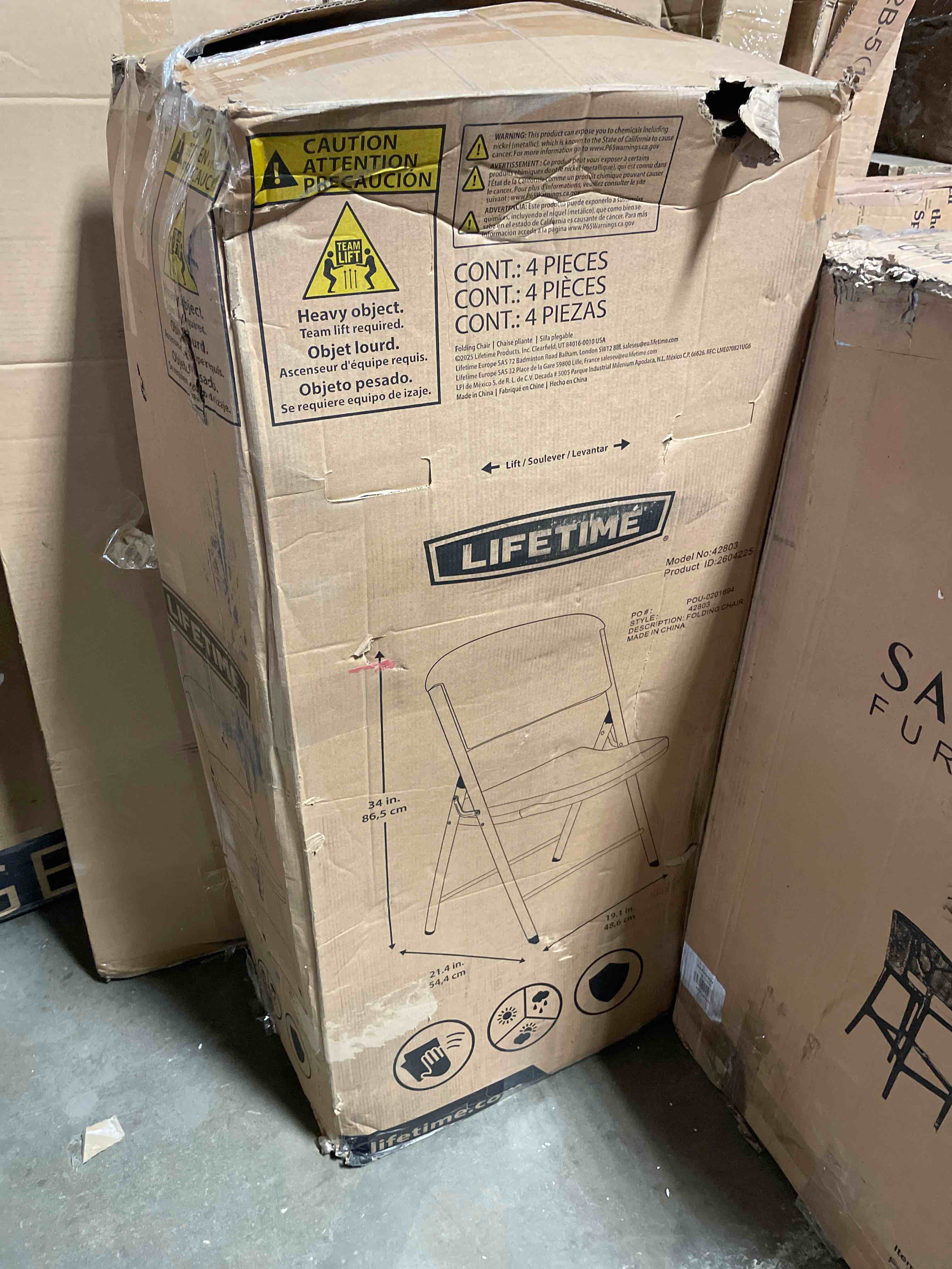 Condition photo showing New/Like New for lifetime 42803 commercial grade folding chairs, 4 pack, almond almond standard