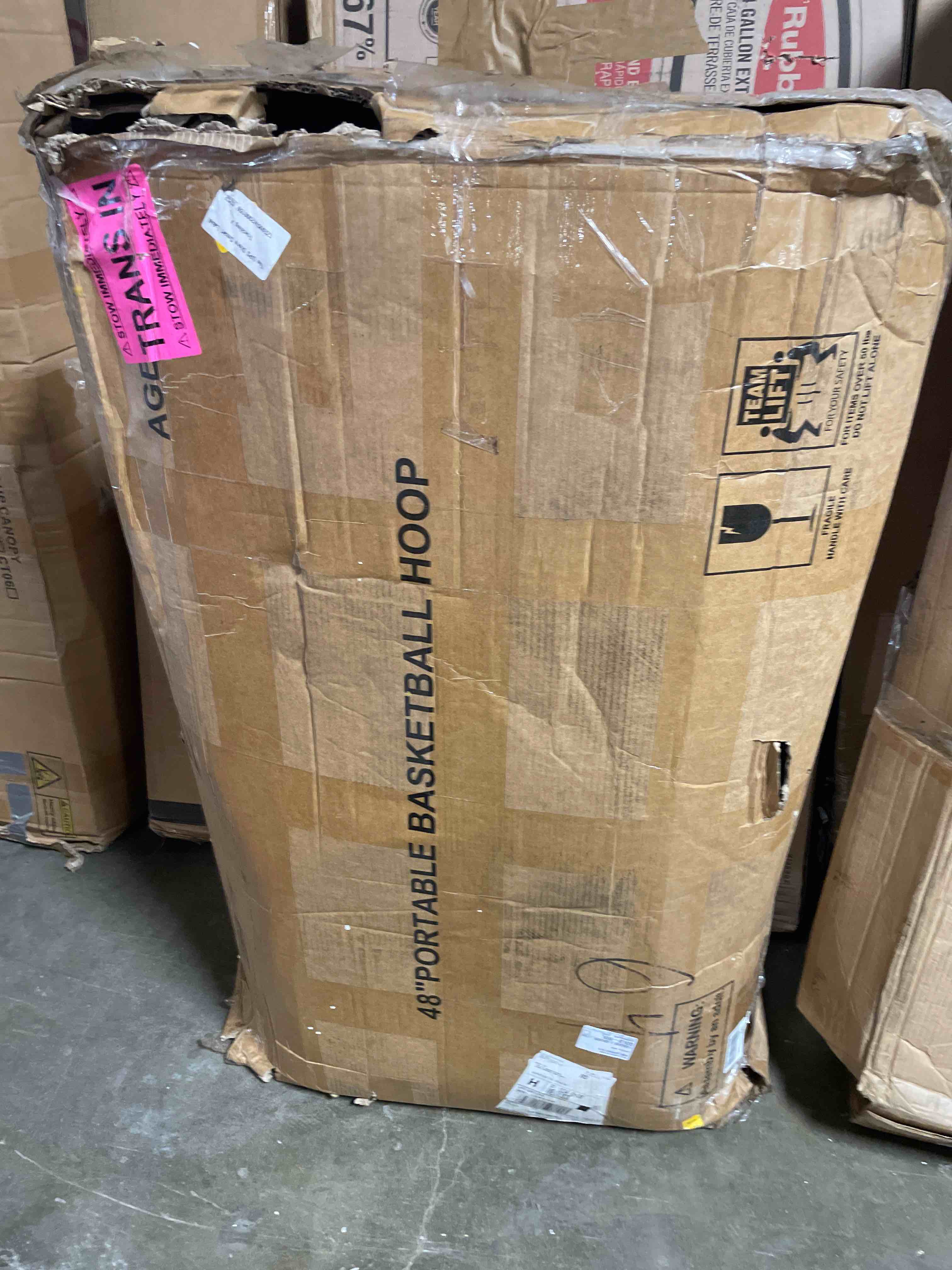 Condition photo showing Good Condition for skytime basketball hoop 44&48 inch backboard portable basketball goals outdoor,5.3-10ft stepless regulation crank adjust basketball goal system black and white 44in backboard basketball hoop