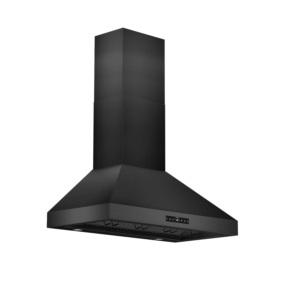 Condition photo showing New/Like New for 48” black stainless steel range hood 1200cfm, 4-speed wall mount with touch control and gesture sensing, stainless steel kitchen stove vent hood with 4led lights 