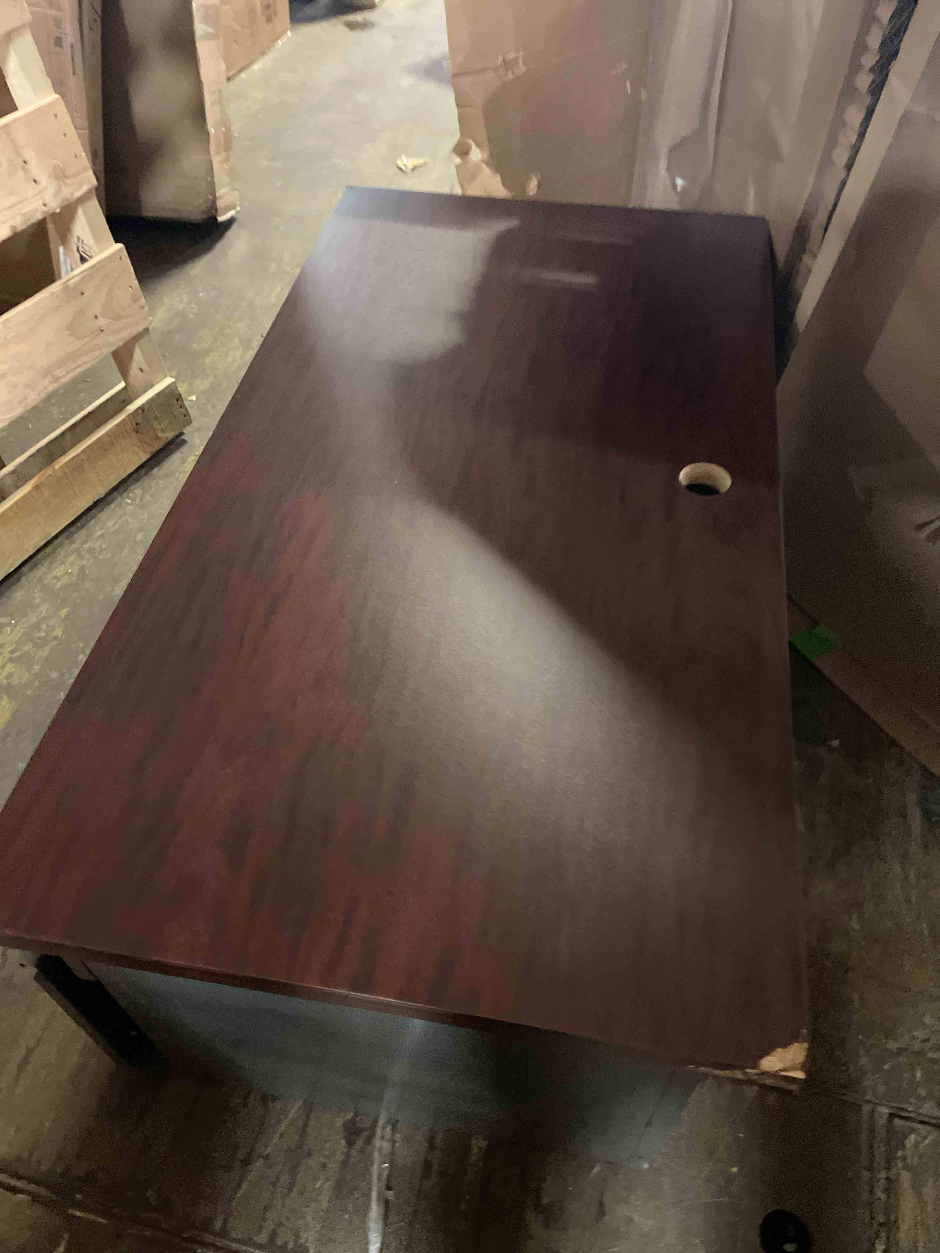 Condition photo showing Good Condition for (missing legs)lorell - llr66949 - fortress series mahogany laminate top desk