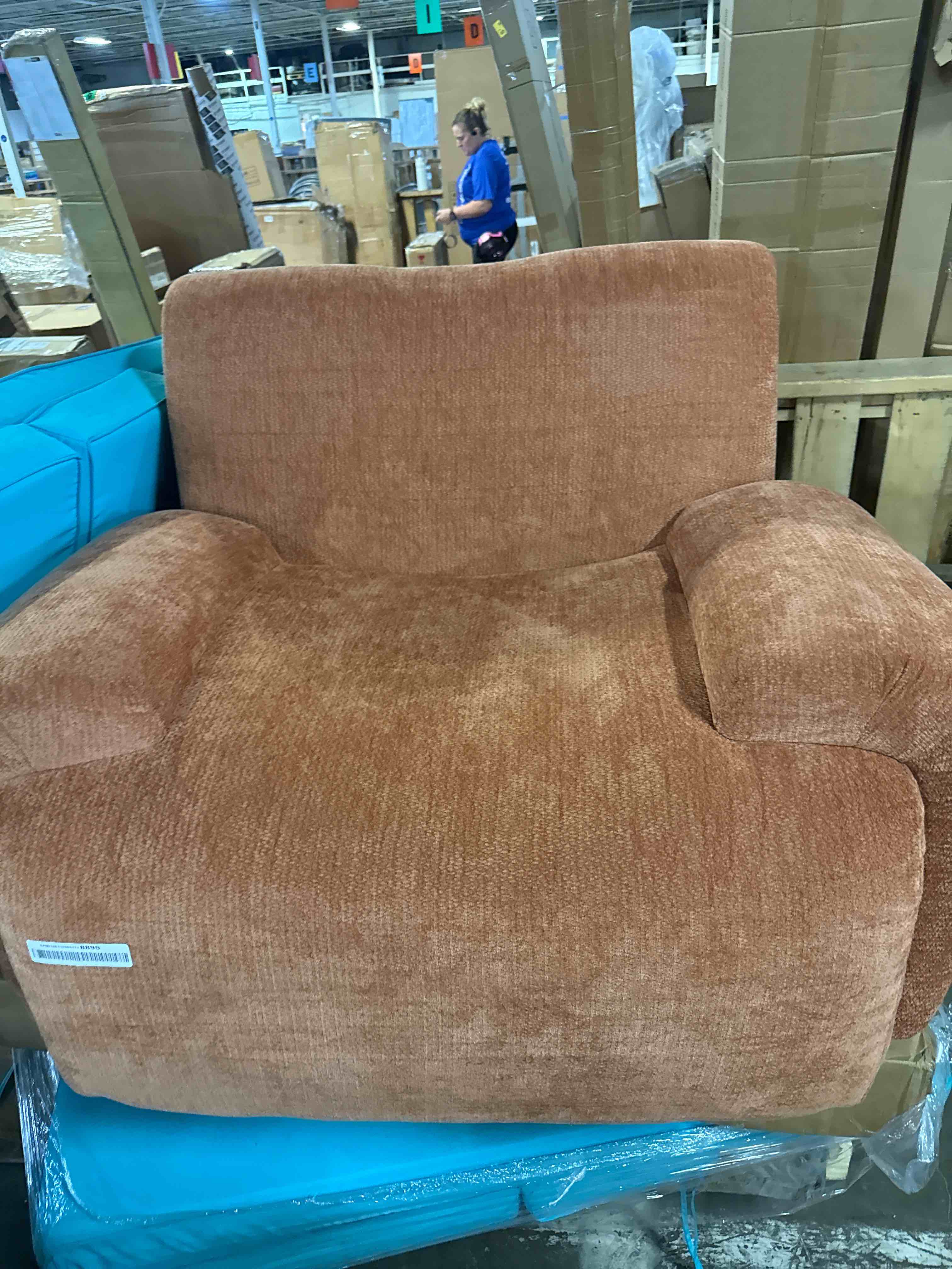 Condition photo showing Good Condition for boneless single sofa chair, 42" chenille oversized armchair accent chair, comfy reading lounge chairs for living room, bedroom, apartment (small rip on side of chair)