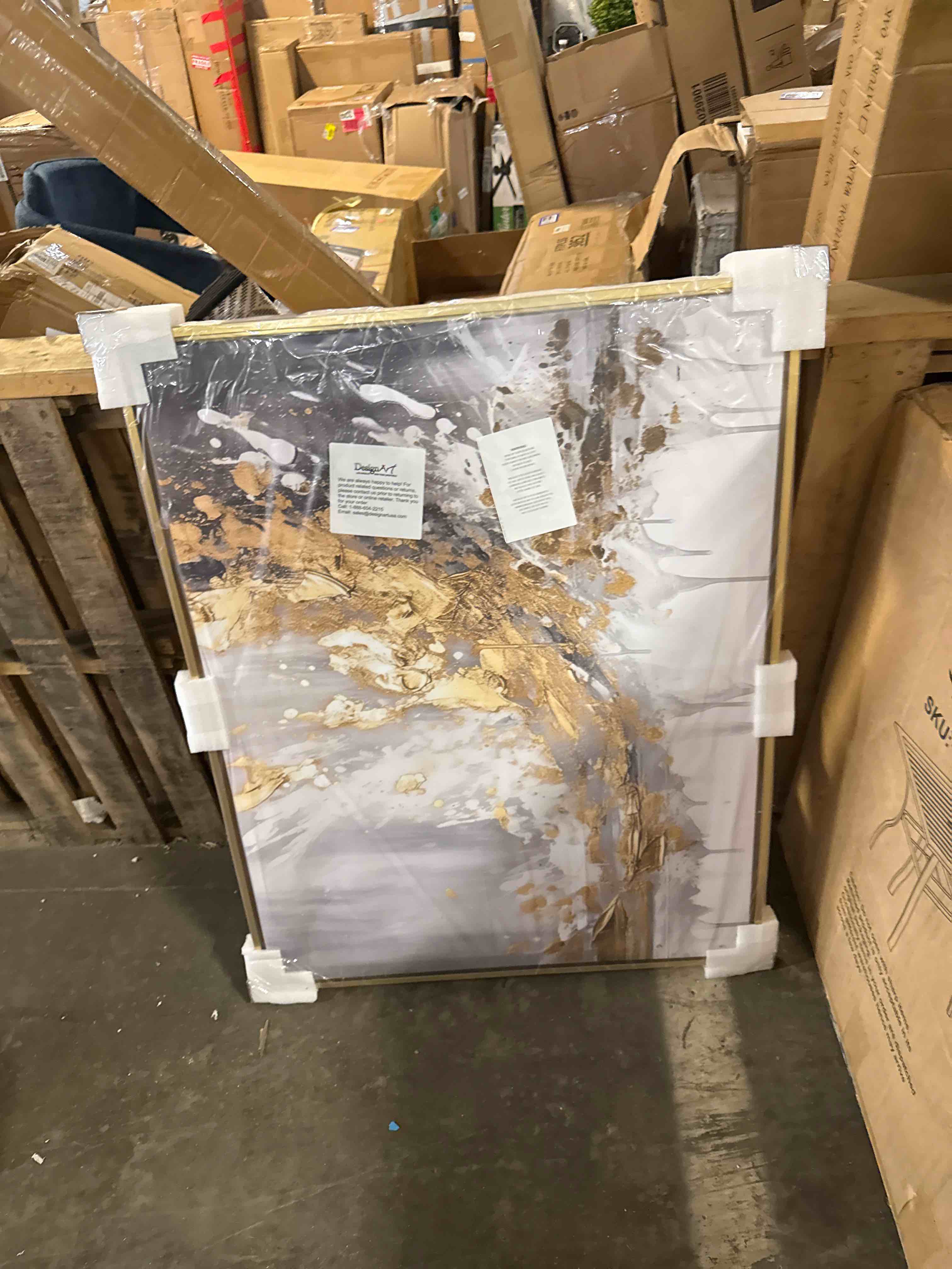 Condition photo showing New/Like New for luxury hotel club wall picture elegant gold art texture hand painted oil painting light luxury living room 3d decorative art sofa background wall art high end large floor painting thick acrylic paint mural (hand painted oil painting g type, 27.56*39.37(in))