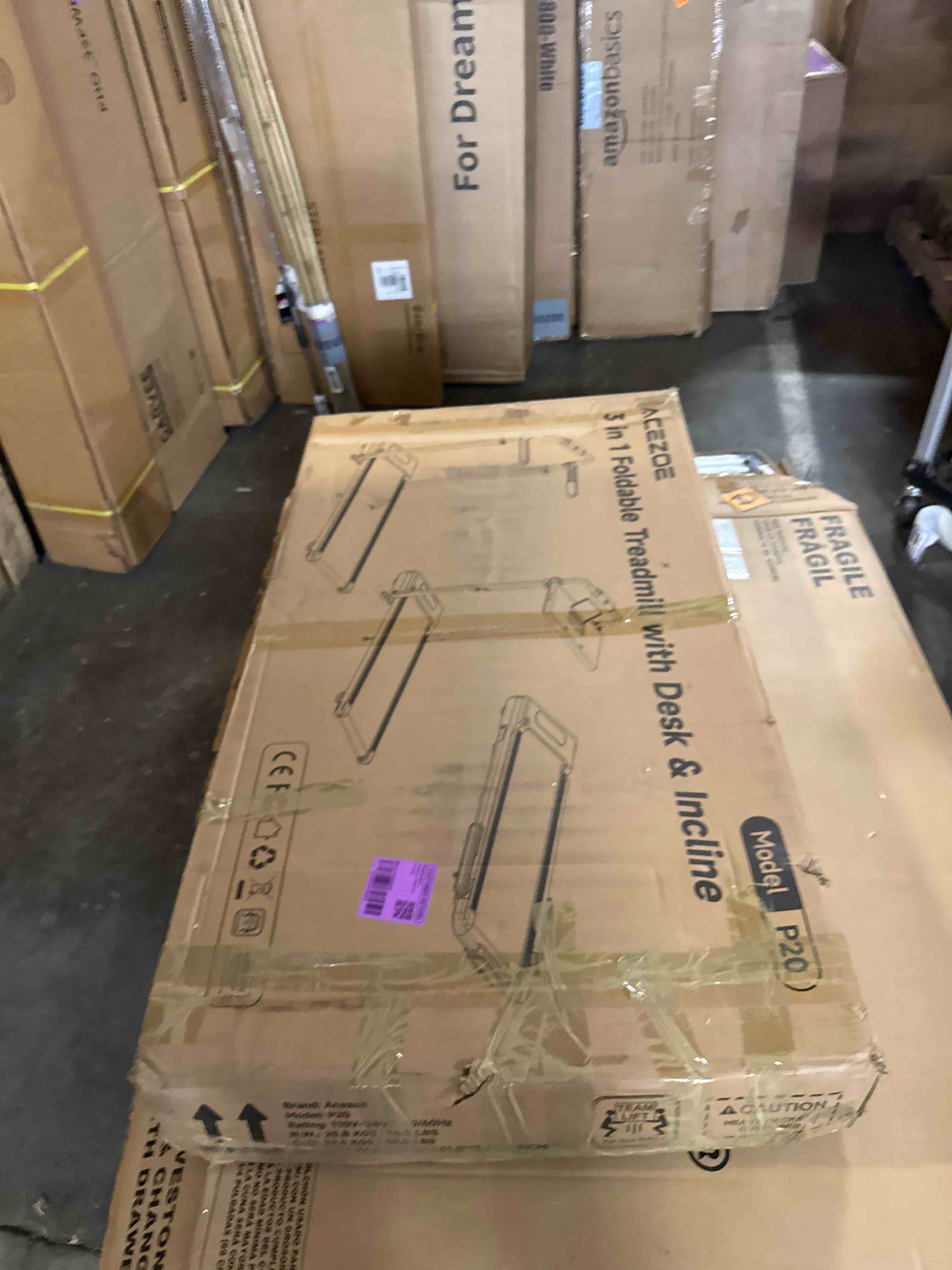 Condition photo showing New/Like New for 3 in 1 under desk treadmill with incline, walking pad with removable desk workstation, adjustable height for different need, 300lbs capacity, foldable compact for home small office black red