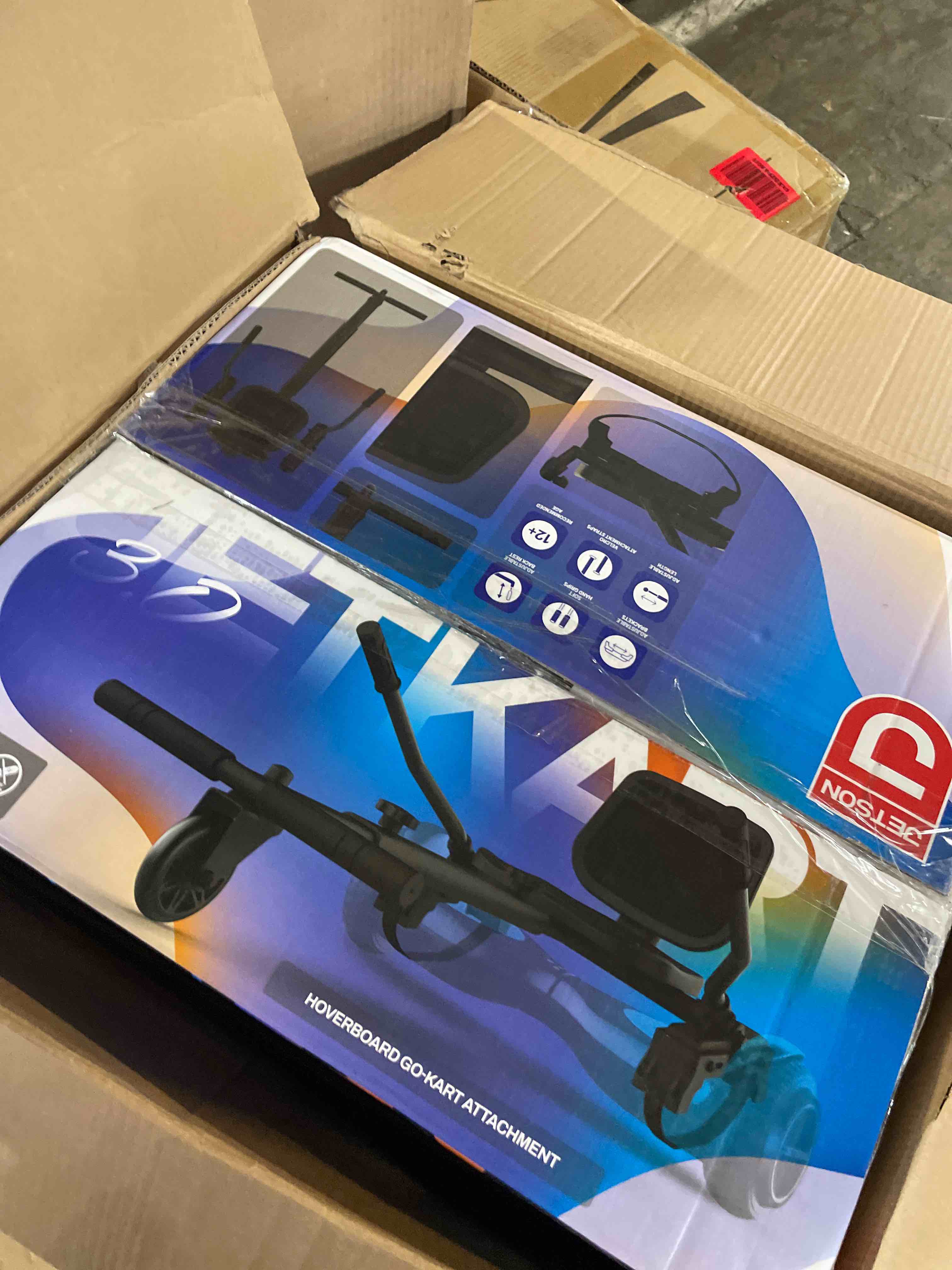 Condition photo showing New/Like New for hover-1 raptor-1 buggy hoverboard attachment | turbo led lights, compatible with all 6.5" & 8" hoverboards, hand-operated rear wheel control, adjustable frame, easy install hoverboard go kart