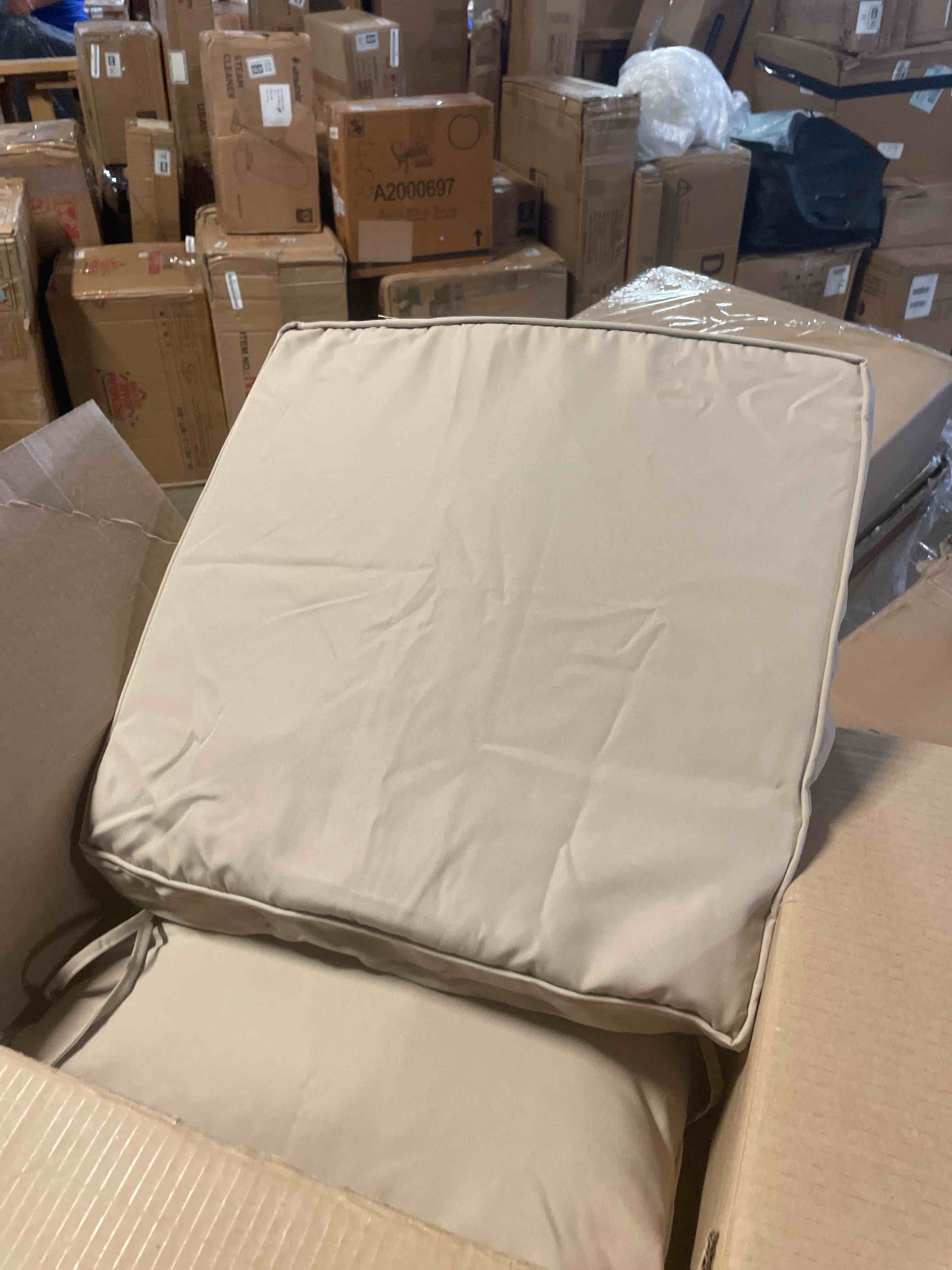 Condition photo showing Good Condition for aaaaacessories outdoor seat cushions for chairs, fade-resistant, waterproof patio furniture replacement cushions, 24" x 24" x 5" + 24" x 19", beige beige 24"x24"x5" / 24"x19"
