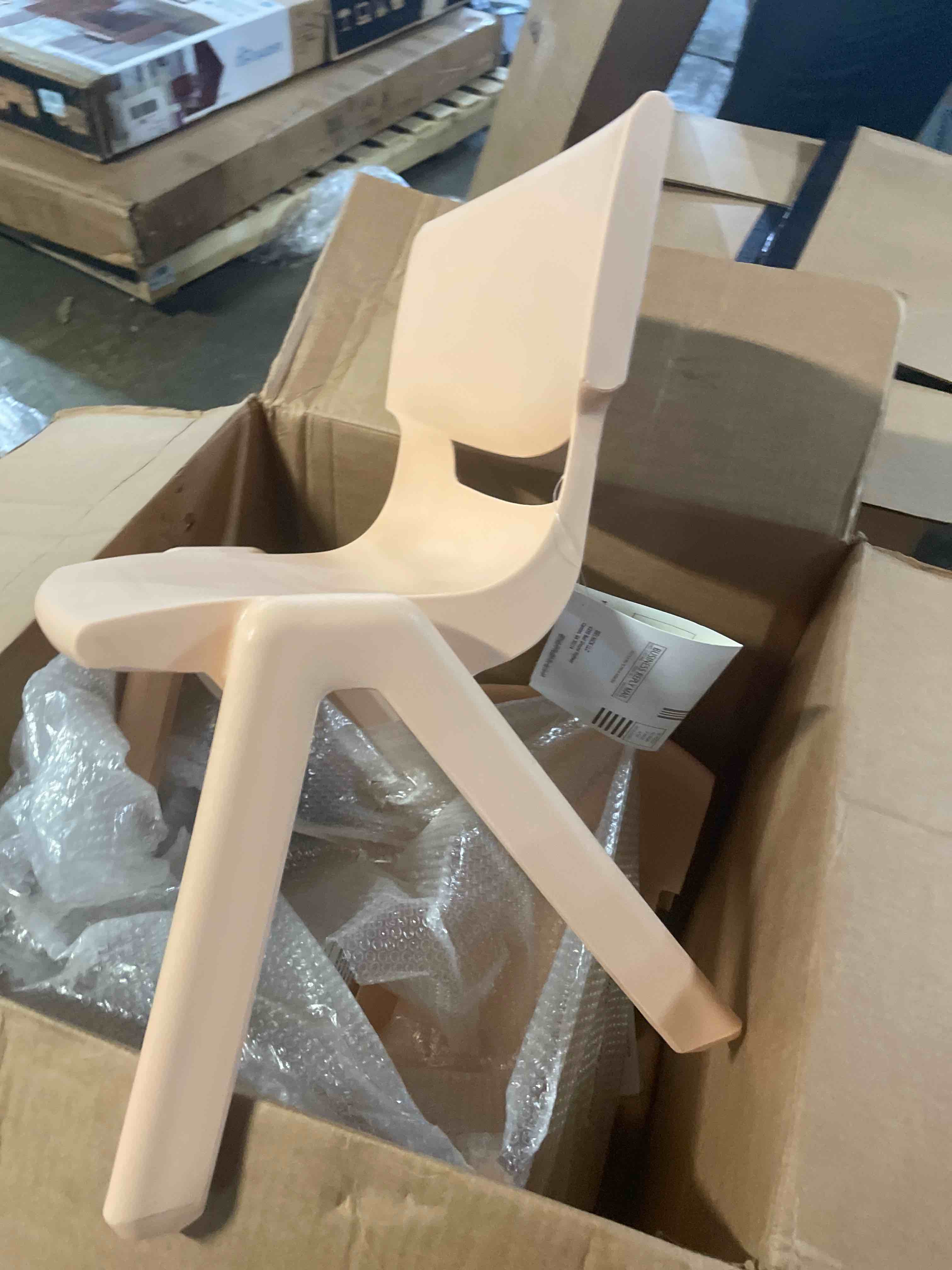 Condition photo showing New/Like New for emma + oliver 16 pack nat plastic stackable school chair with 12" seat height - preschool seating