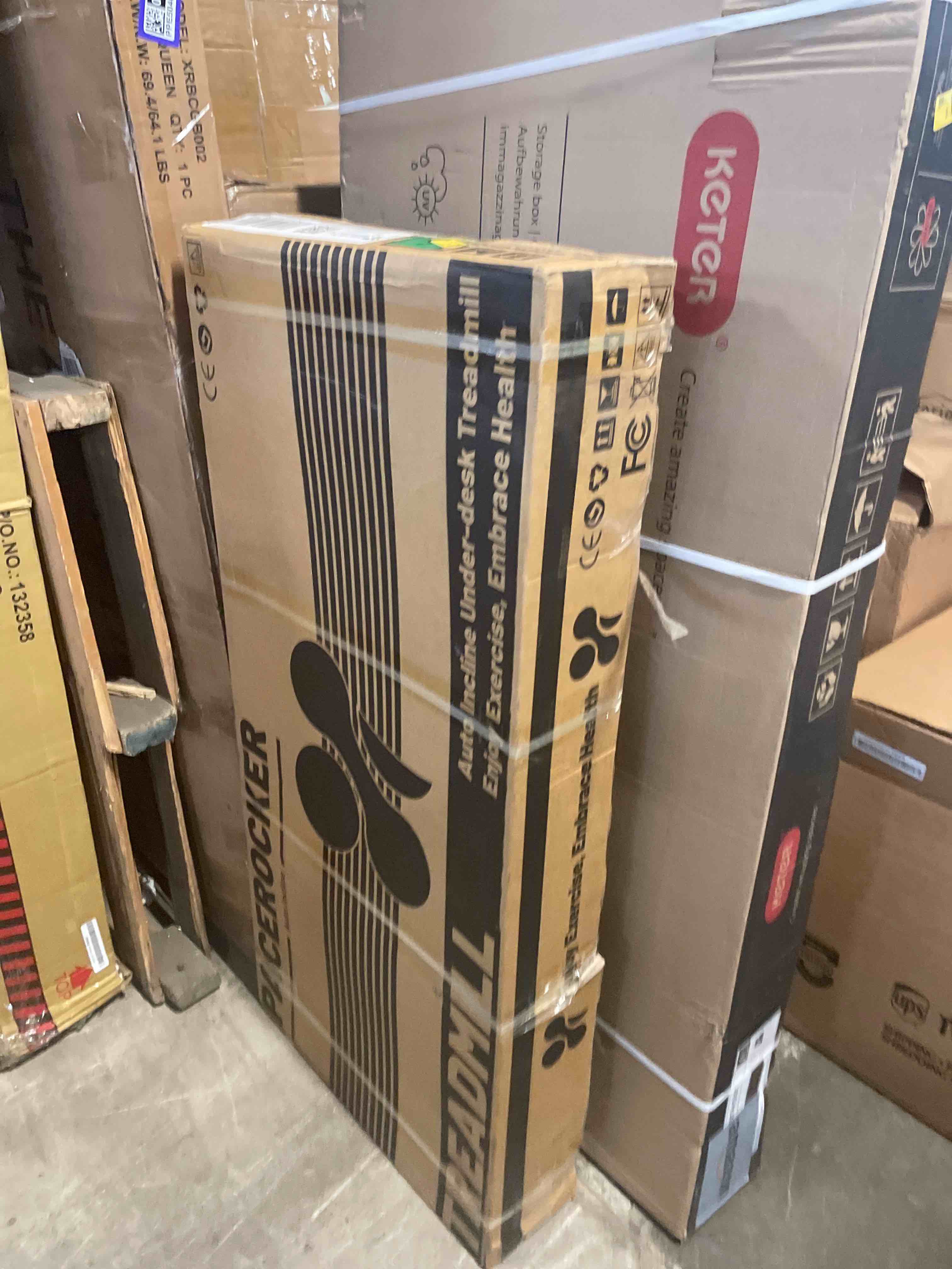 Condition photo showing New/Like New for pacerocker walking pad treadmill with 12% 9-level auto incline, 450 lbs capacity bluetooth speaker under desk treadmills for home hiking, 5 mph