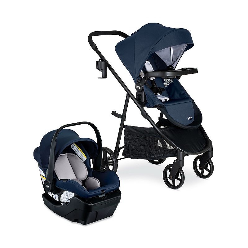 Condition photo showing New/Like New for britax willow grove sc baby travel system, infant car seat and stroller combo with alpine base, clicktight technology, safewash, pindot iris stroller + car seat pindot iris