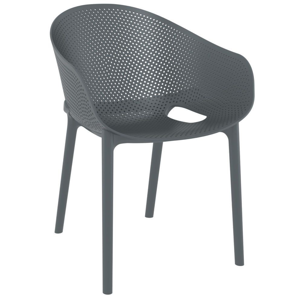 Condition photo showing New/Like New for sky pro stacking outdoor dining chair dark gray