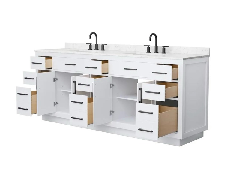 Condition photo showing New/Like New for beckett tk 84in free standing double basin vanity set with cabinet