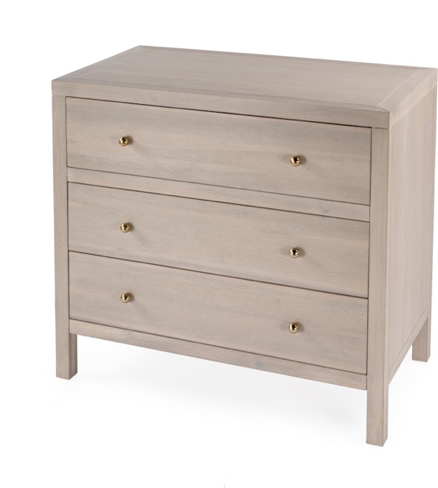 Condition photo showing New/Like New for nora 34in 3-drawer dresser in taupe by butler specialty company