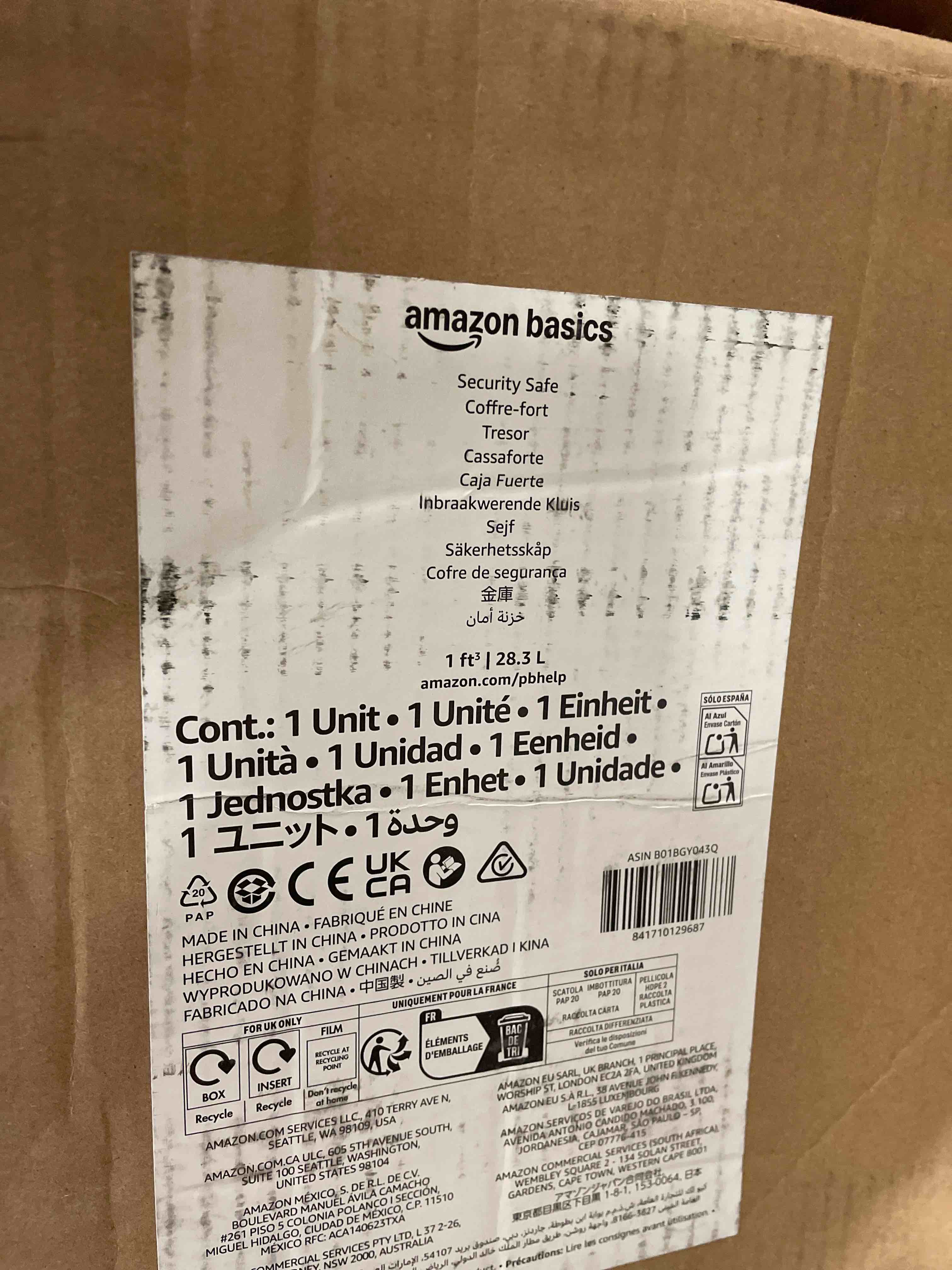 Condition photo showing Good Condition for amazon basics steel security safe box with digital keypad, for valuables, cash, jewelry, documents, removable shelf, black, 1 cubic foot, 16.9"x14.6"x9.1" (wxdxh) 1 cubic feet