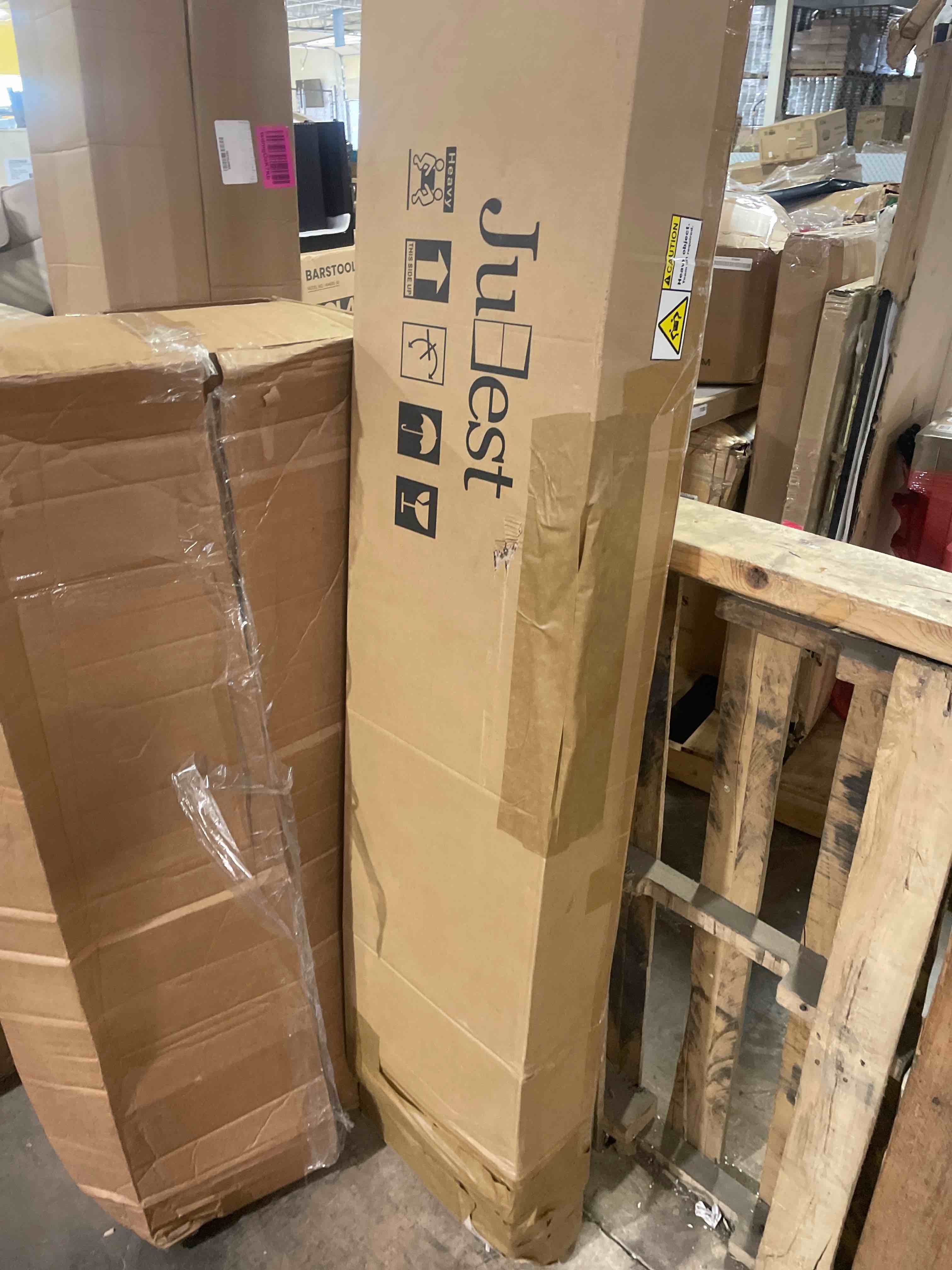Condition photo showing New/Like New for jubest 48" x 84" barn doors, slding barn door kit wave-shape barn door panel with hardware kit include, easy installation, solid wood, mdf & pvc covered, black
