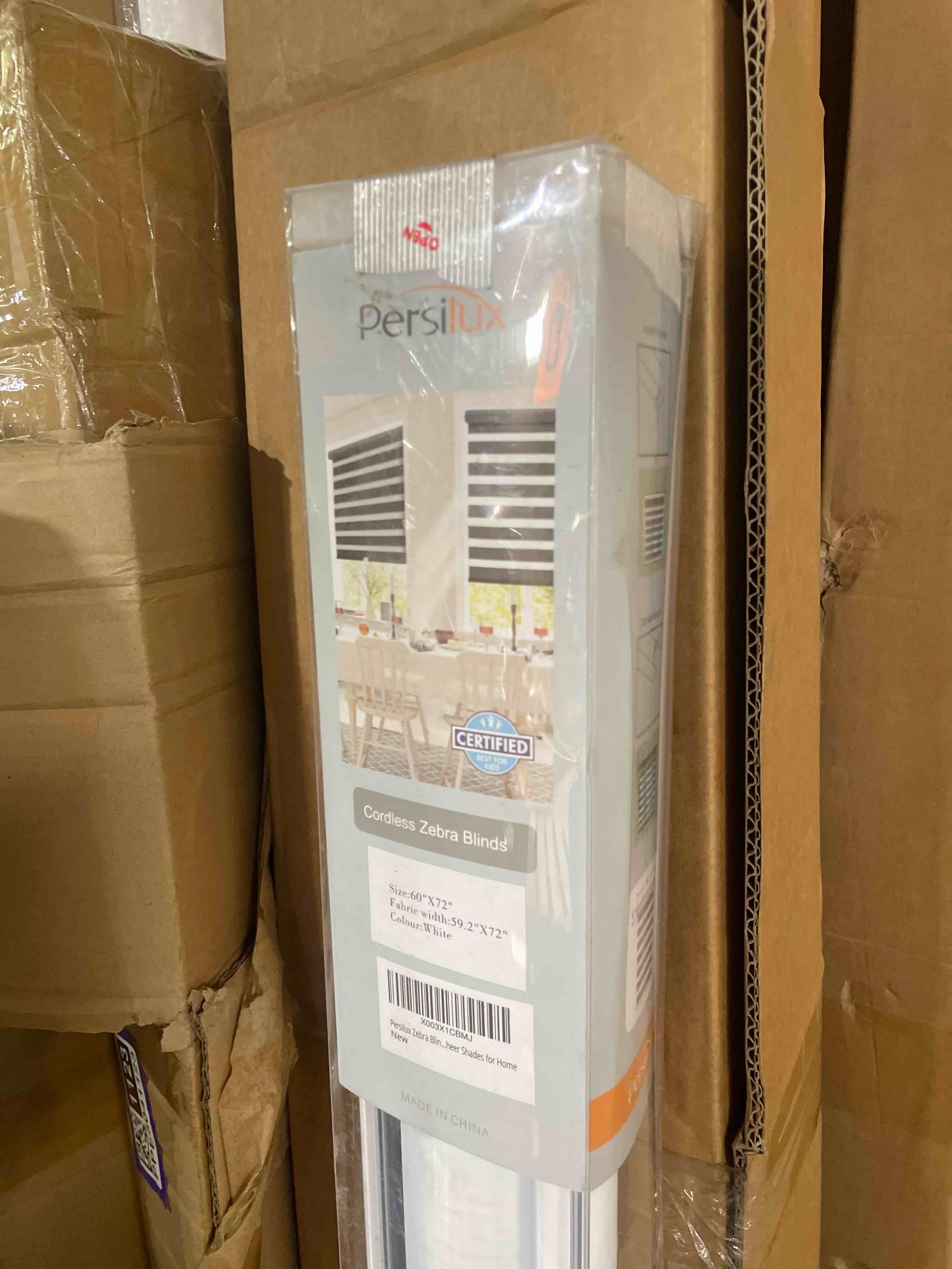Condition photo showing New/Like New for persilux zebra blinds for windows, cordless roller shades for windows room darkening roller blinds (60" w x 72" h, white) light control for day and night light filtering sheer shades for home 60"w x 72"h white
