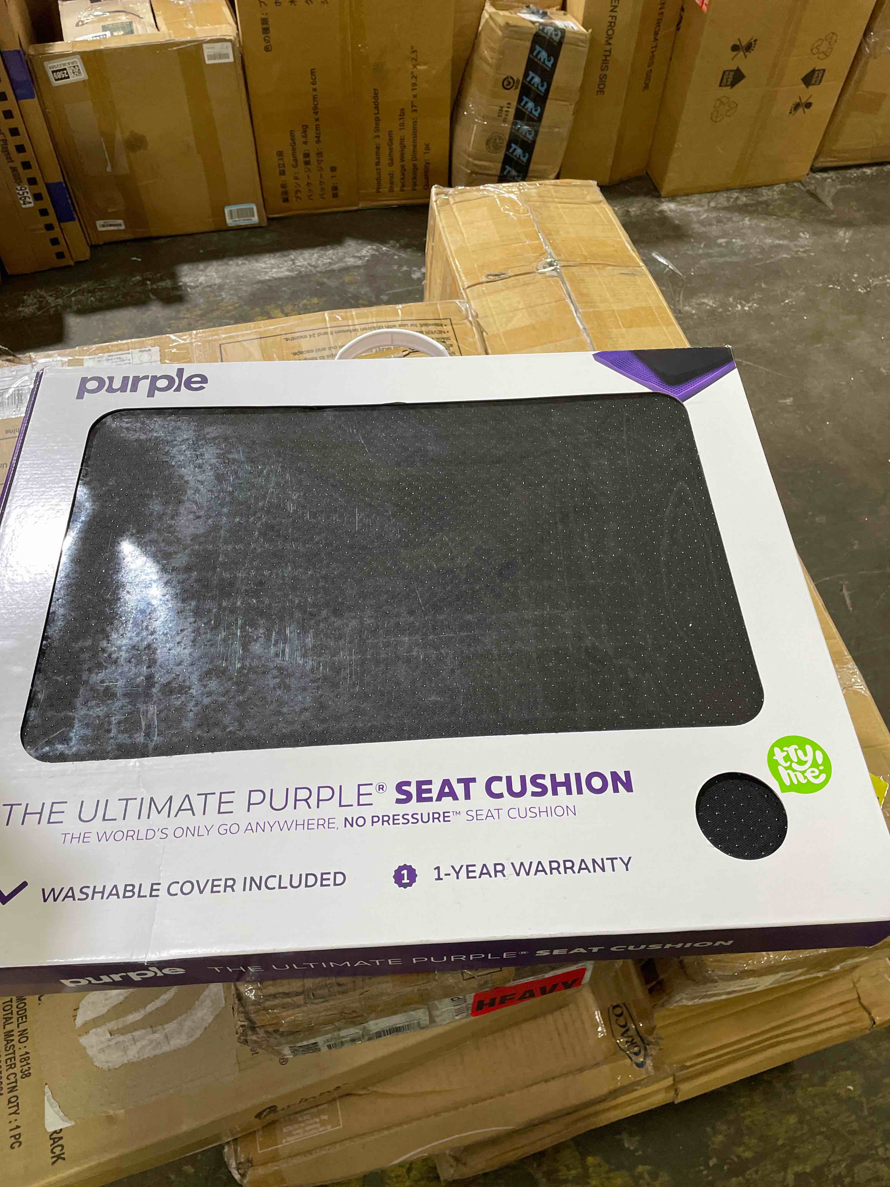 Condition photo showing New/Like New for purple ultimate seat cushion, large 2.5 inch gel seat cushion | gelflex grid for office chair, gaming, car - pressure-reducing for long sitting, temperature-neutral, no-slip - made in usa