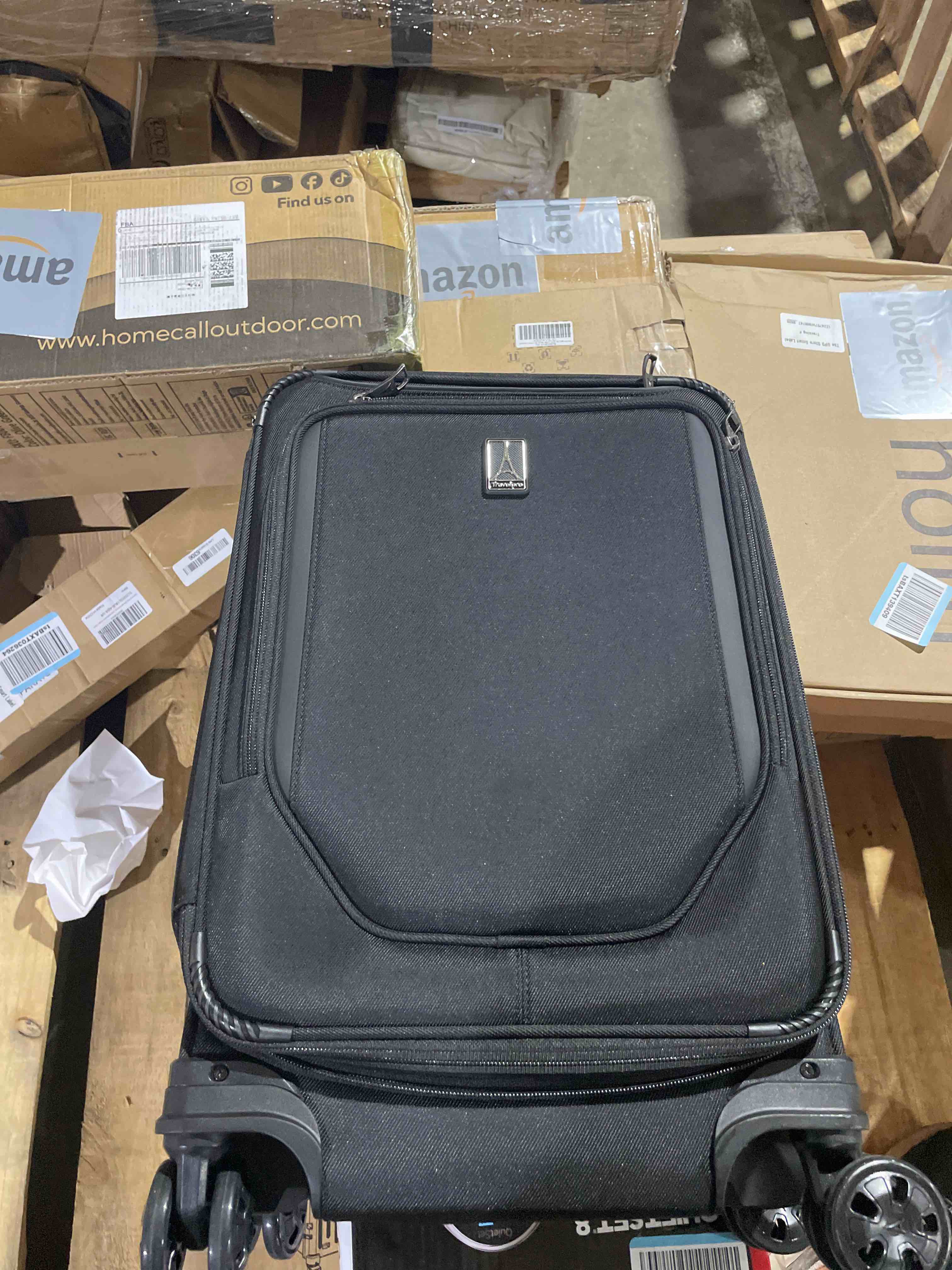 Condition photo showing Good Condition for travelpro crew classic lightweight softside expandable carry on luggage, 8 wheel spinner suitcase, men and women, carry on 21-inch, black carry on black