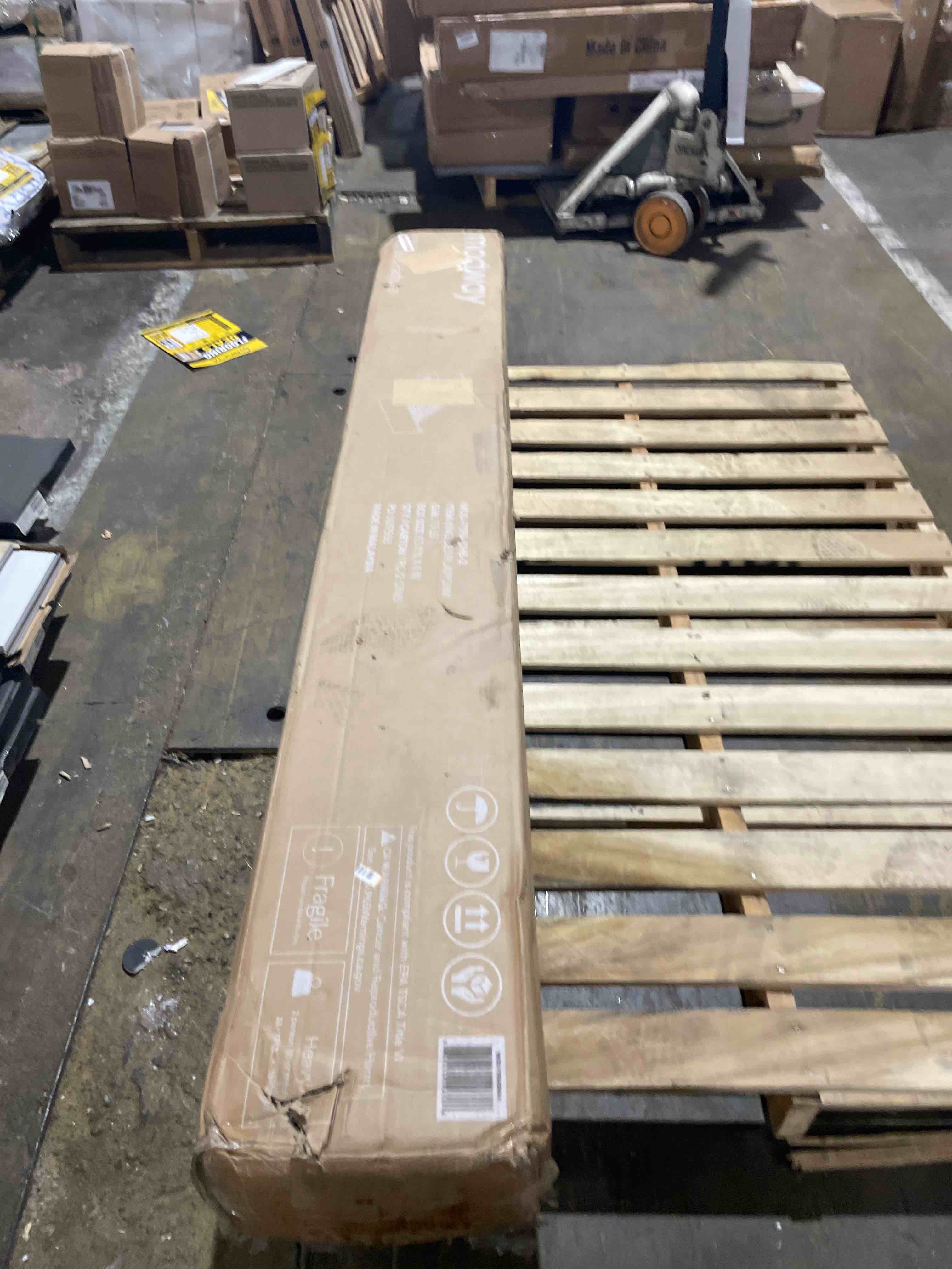 Condition photo showing New/Like New for lifement signature wood platform bed frame with headboard, essential, noise free, under bed storage, no box spring needed, easy assembly (cherry, king (u.s. standard))