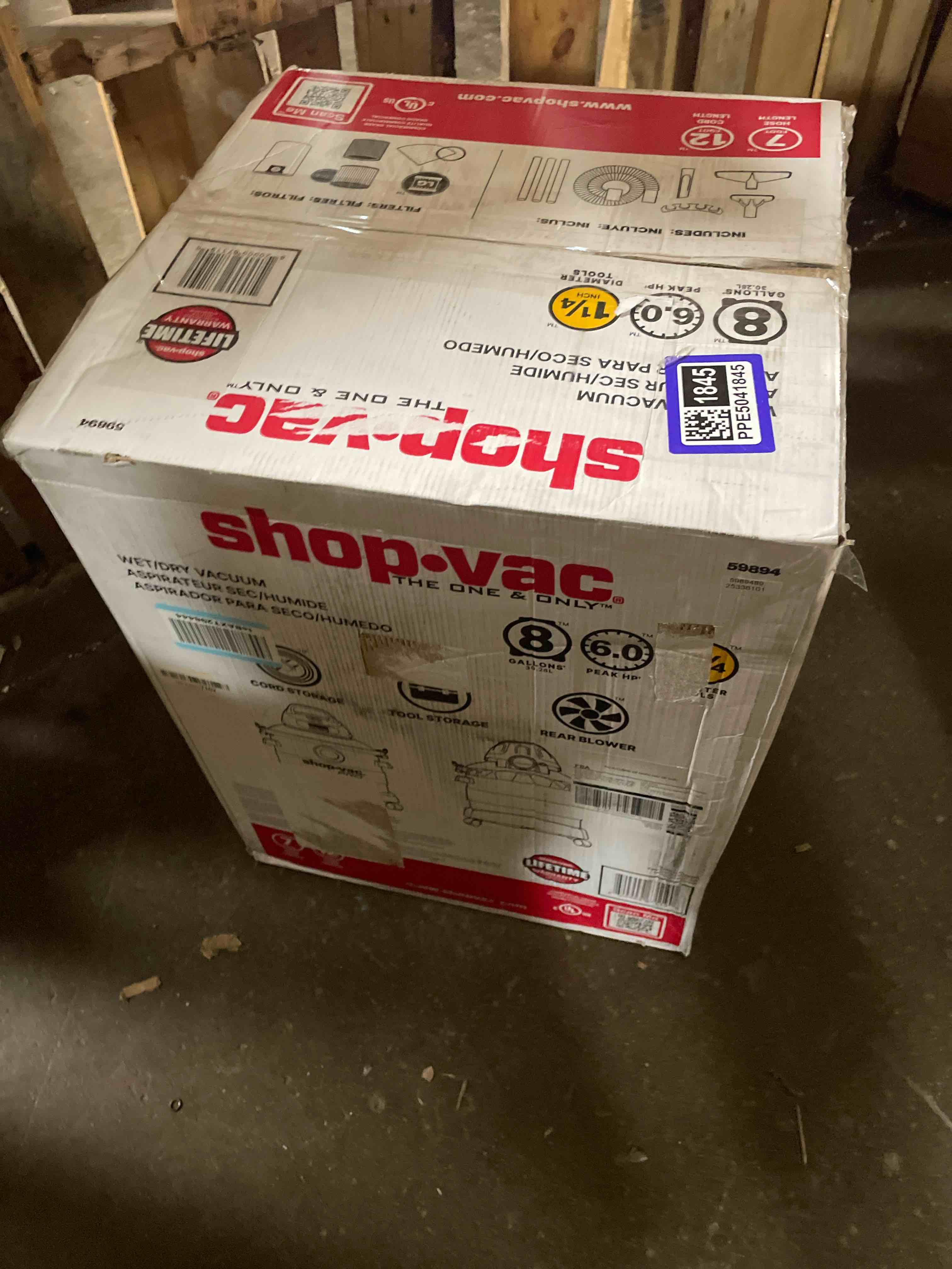 Condition photo showing Good Condition for shop-vac 8 gallon 6.0 peak hp wet/dry vacuum, stainless steel tank, portable shop vacuum with multifunctional attachments for jobsite, garage & workshop. 5989400