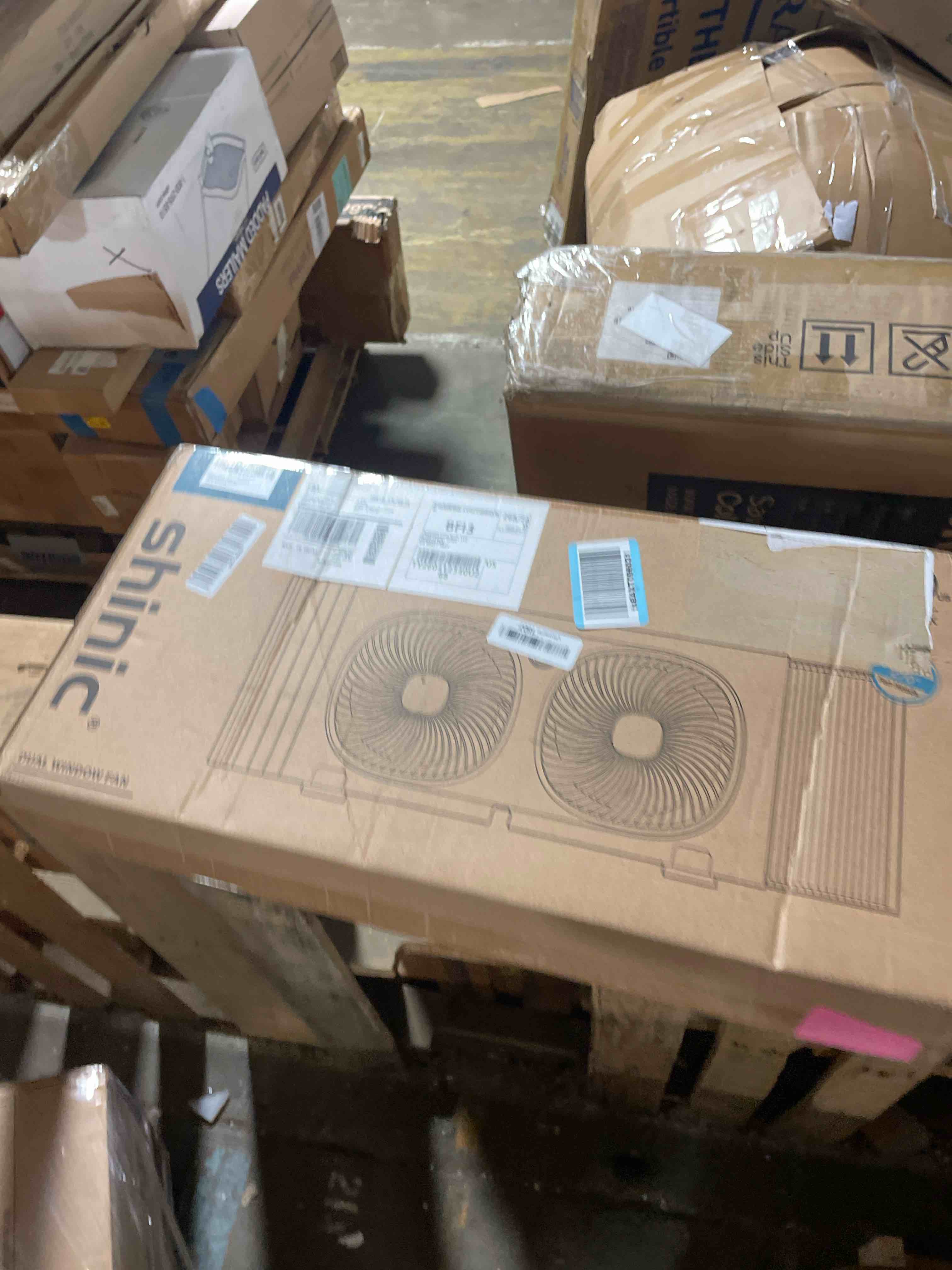 Condition photo showing New/Like New for shinic 3-speeds window fan with 180°+90° rotatable fans, manual reversible, vertical window fan with rigid & accordion expanders, width adjustable (21.65" to 33.27"), ideal for home, kitchen, bedroom
