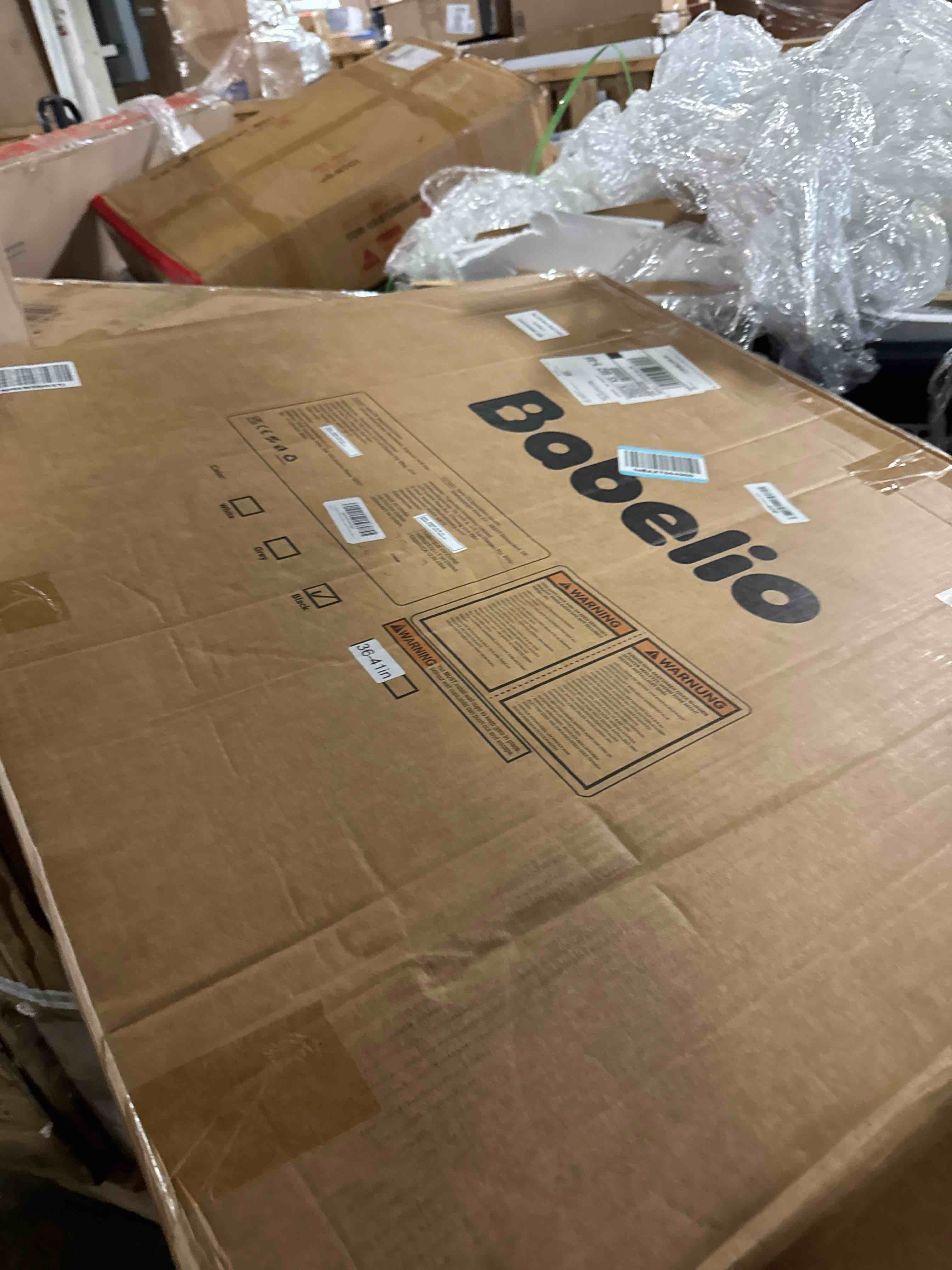 Condition photo showing New/Like New for babelio baby gate for doorways and stairs, 36-41" pet gate with wide walk thru door and lock indicator, no drill pressure mounted safety gate with double lock and self-closing, black black 36-41"w, 30"h