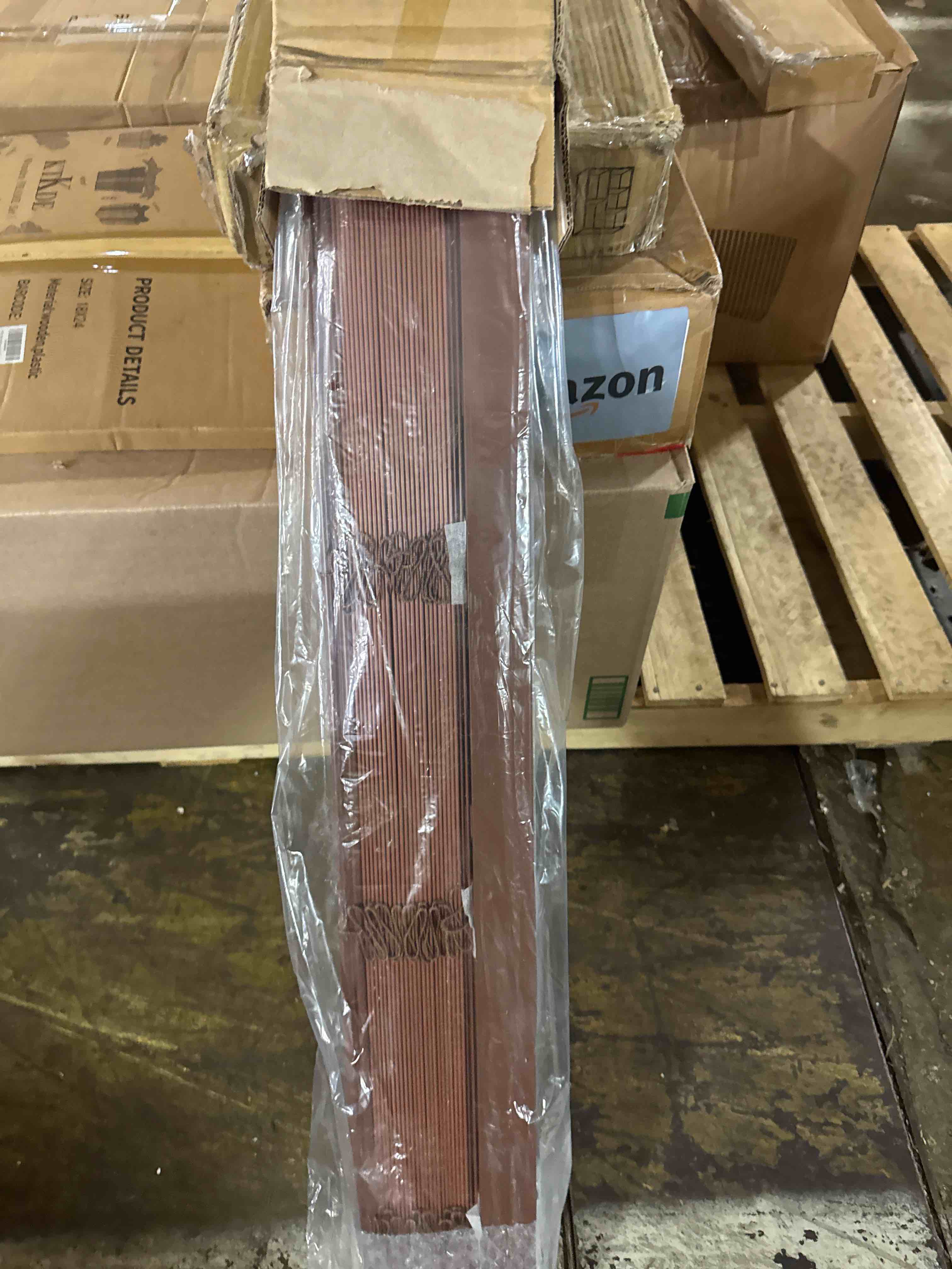 Condition photo showing New/Like New for wood home window blinds, 2 inch slats cordless darkening privacy wooden blinds, horizontal wooden venetian shades for office living room bathroom easy installation 16 28 32 40 64 75 in(wine red)