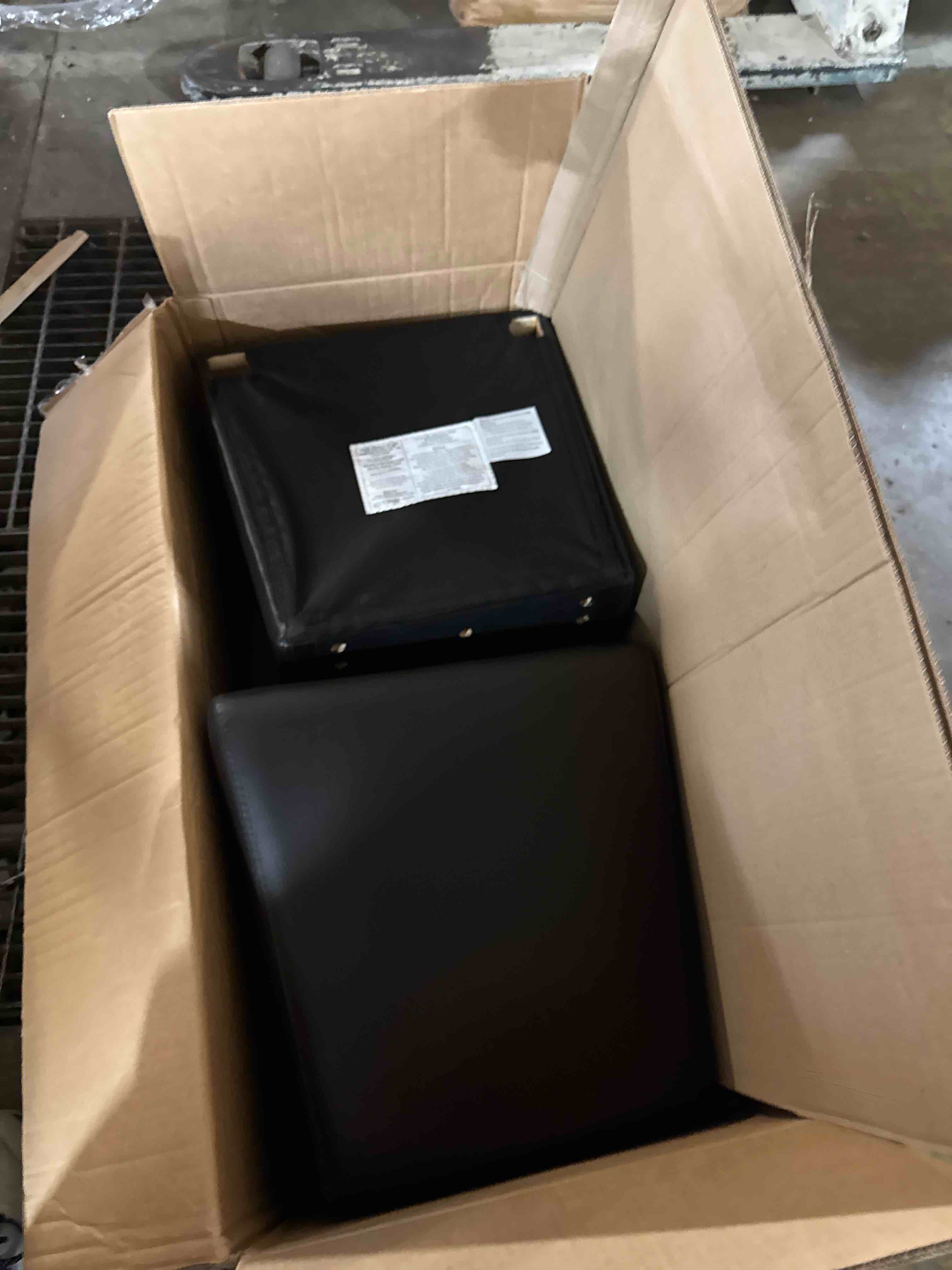 Condition photo showing New/Like New for yaheetech dining chairs with waterproof leather surface and rubber wood legs modern style tufted for kitchen living room bedroom lounge, set of 2, black ( see pics)