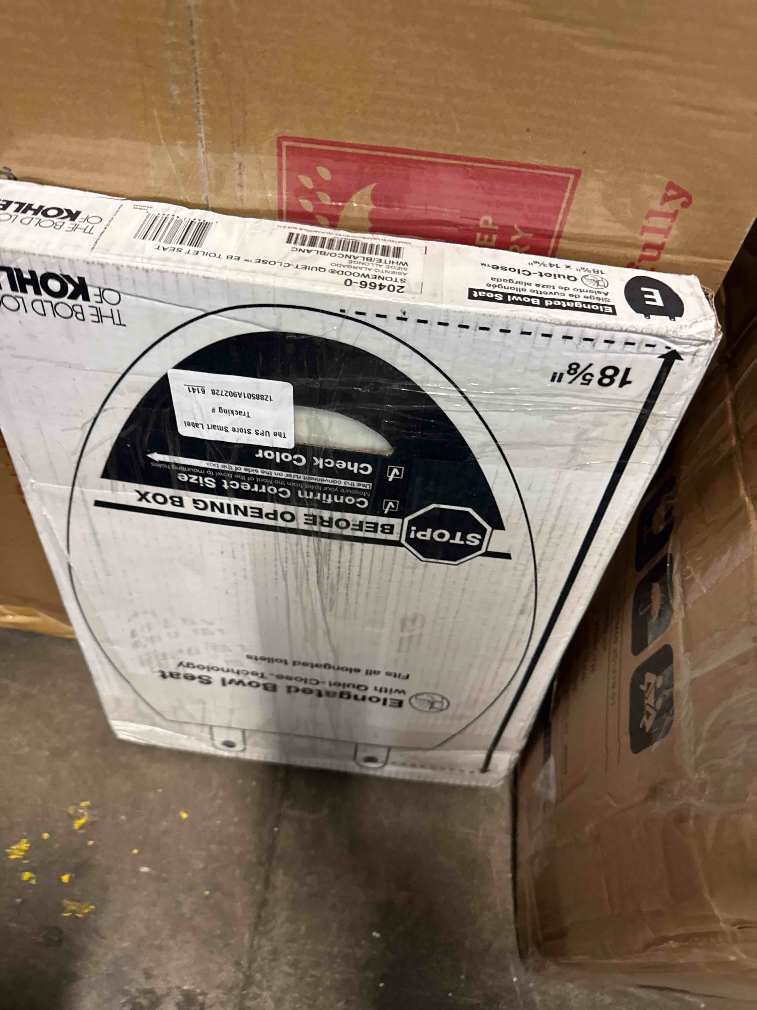 Condition photo showing New/Like New for kohler 20110-0 brevia, slow close toilet seat, elongated toilet seat, grip-tight bumpers quick-attach hardware, white white elongated quiet-close