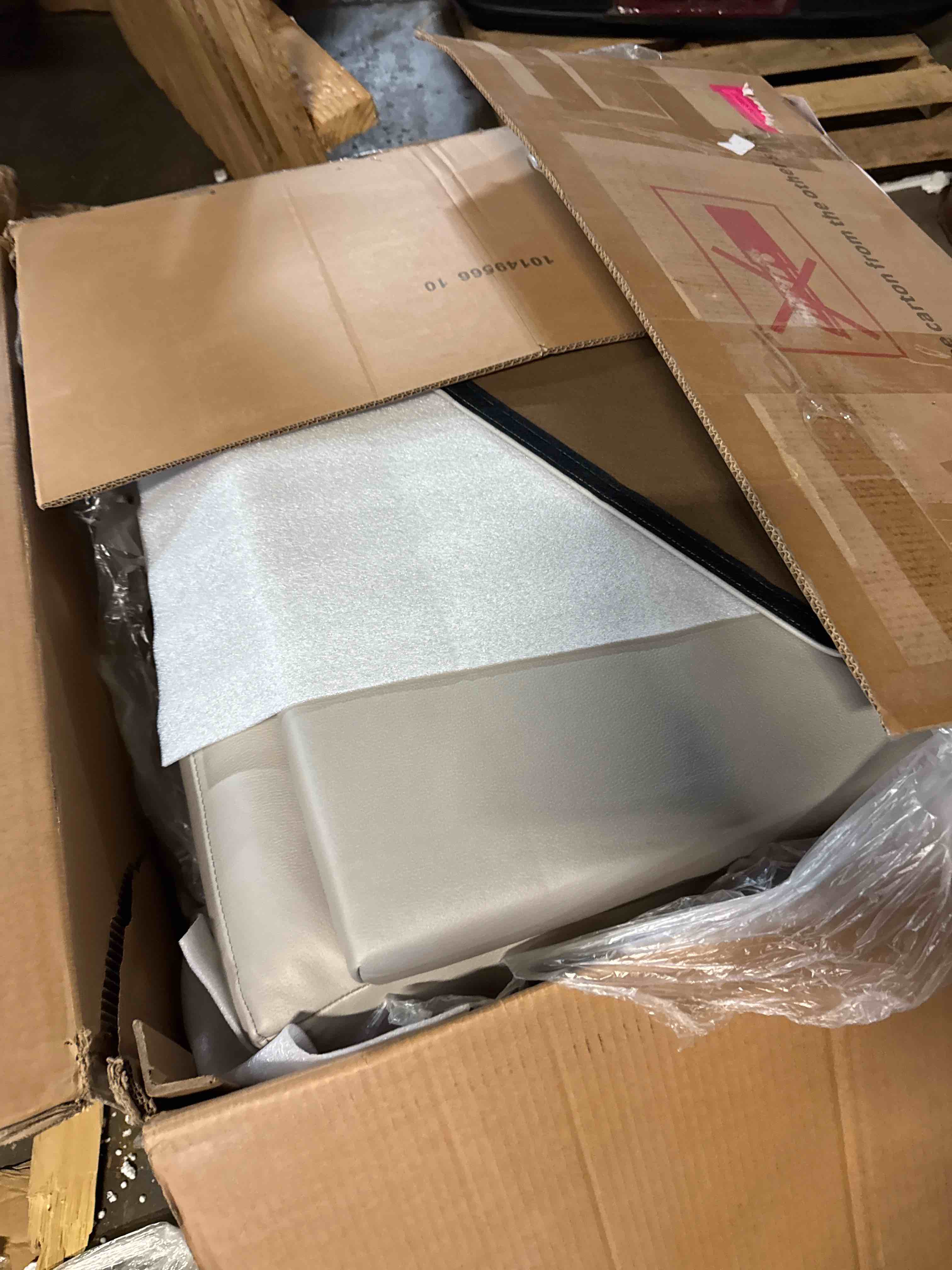 Condition photo showing As Is for reclining loveseat sofa, anti-scratch leather loveseat recliner with adjustable footrest, wall hugger love seat double seat recliner sofa for living room, rv, home theater(loveseat, grey) similar only left sectional of couch)