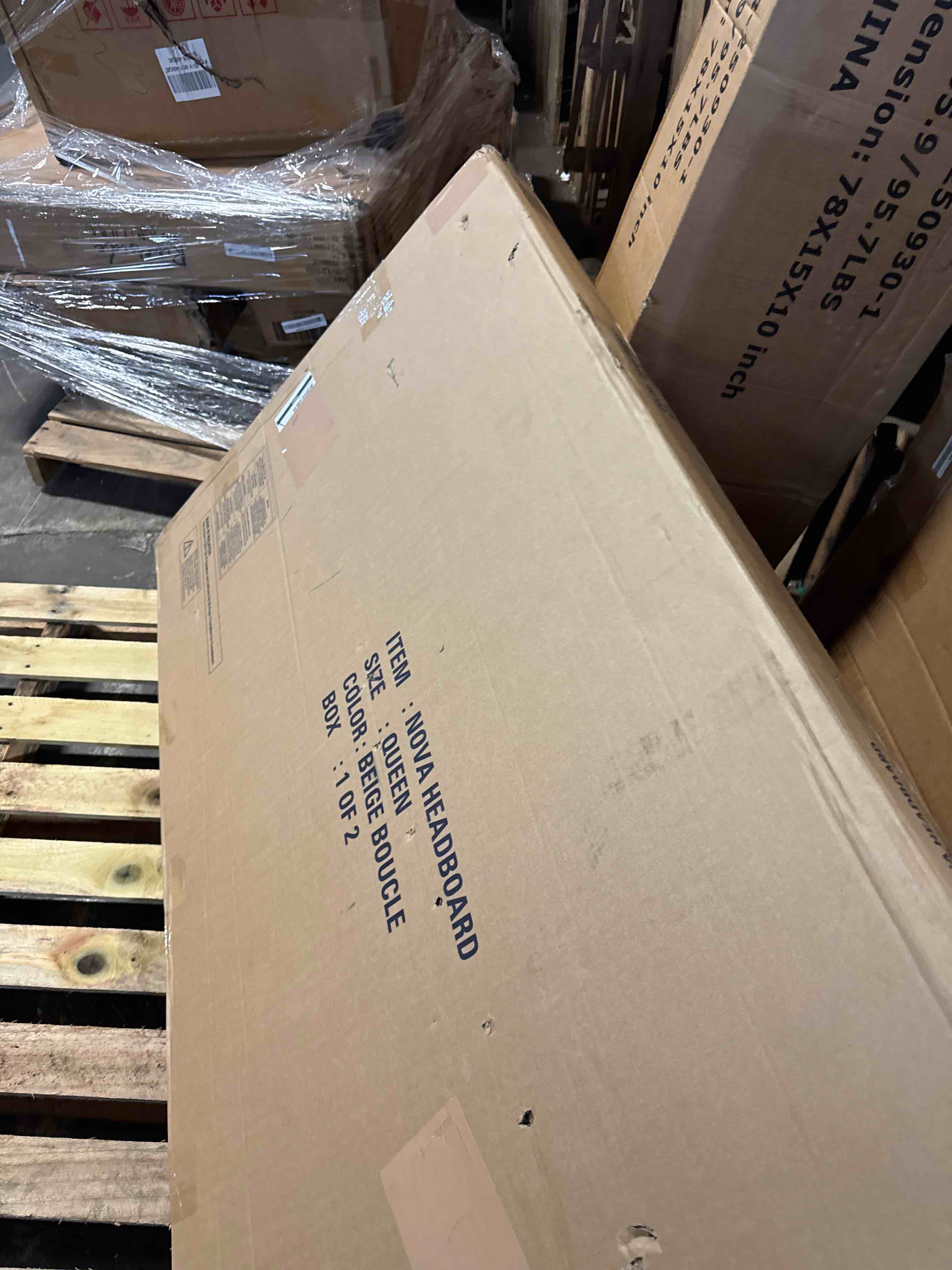 Condition photo showing New/Like New for queen bed frame with headboard, white upholstered bed frame(similar only the headboard)
