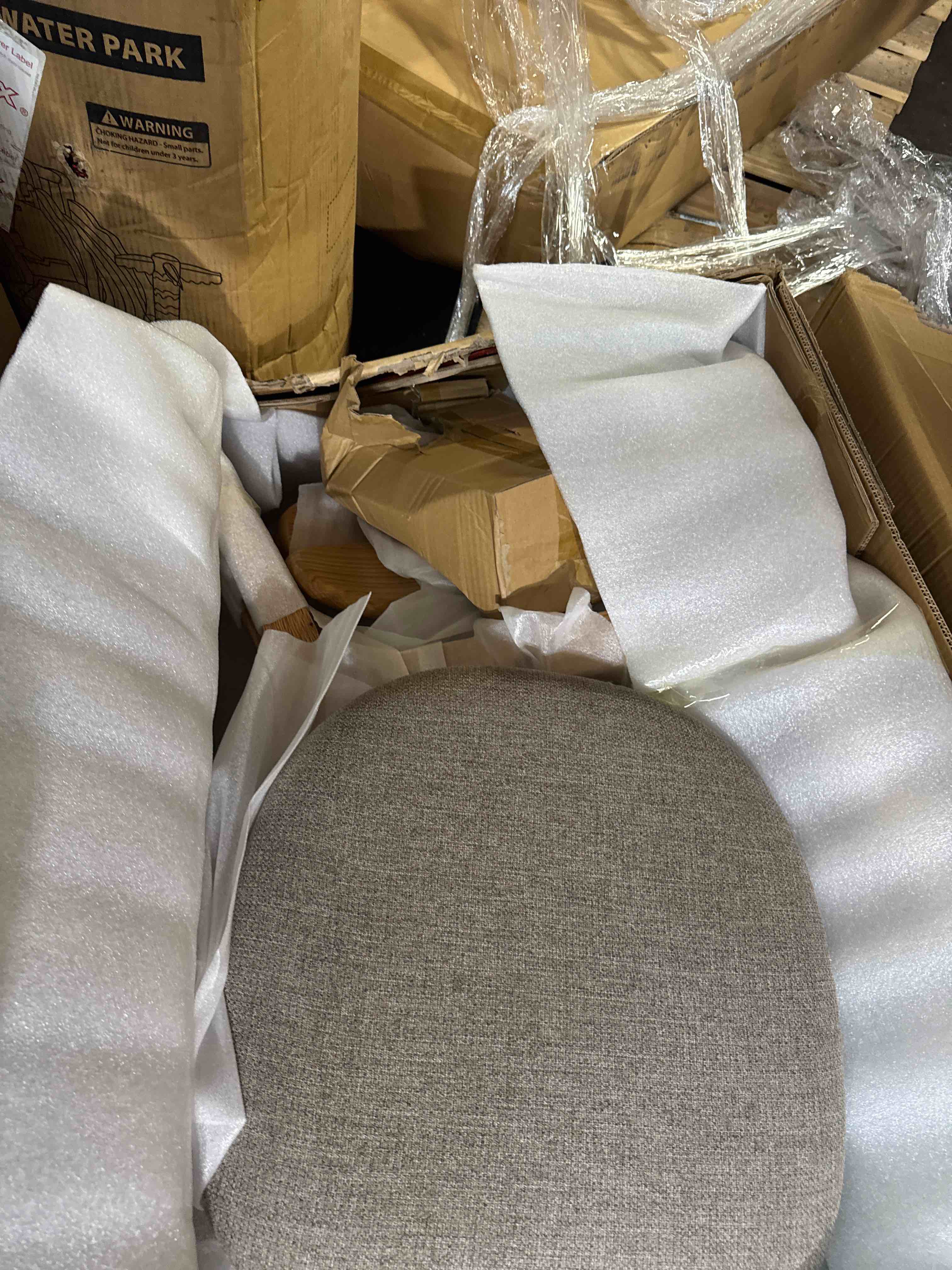 Condition photo showing Good Condition for 100% solid wood upholstered dining chairs, mid century modern oak dining chairs with curved back design with butterfly wing shape for kitchen, dining room, restaurant (4pk, log color-grey cushion)