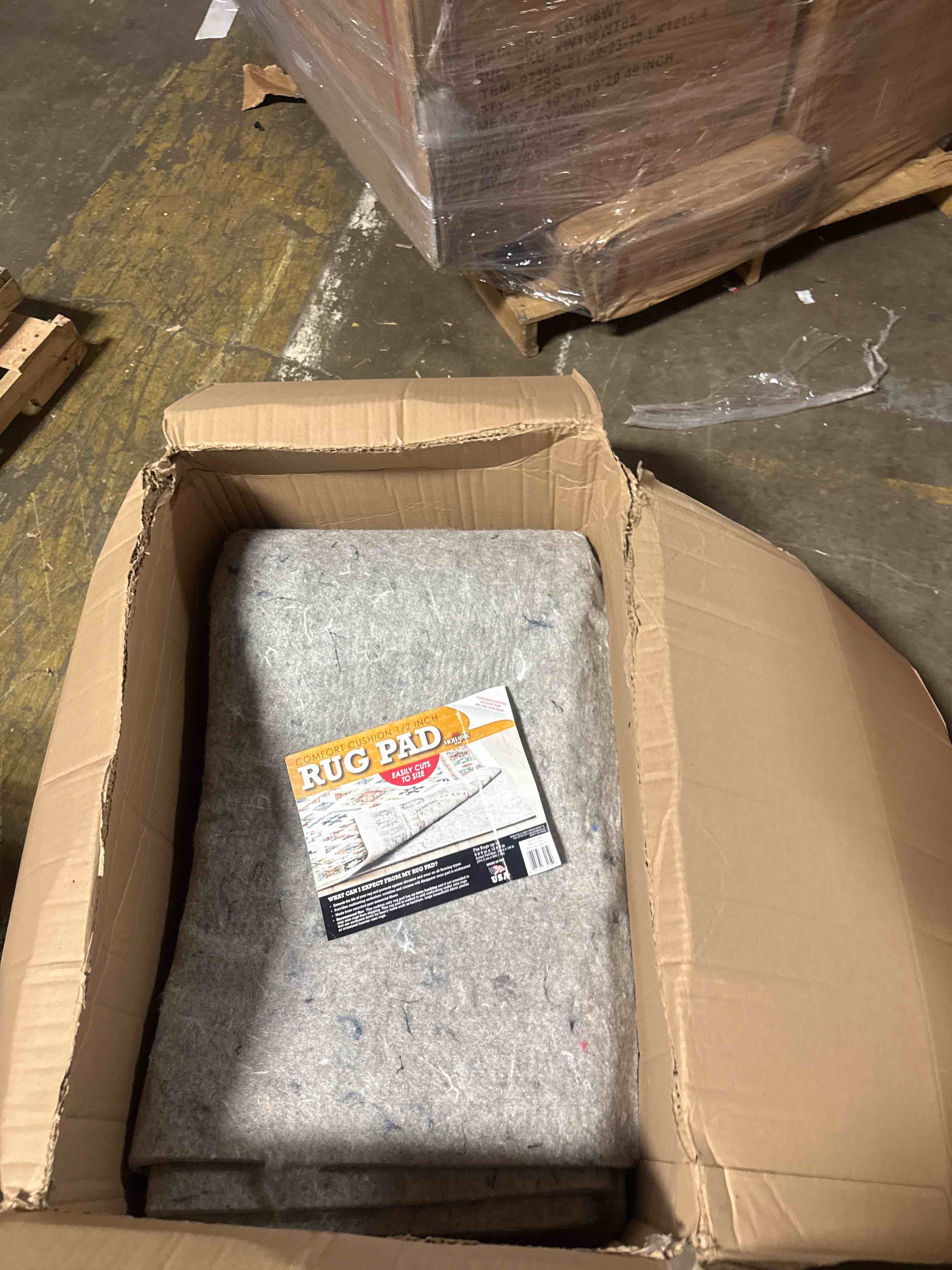 Condition photo showing New/Like New for mohawk home 9' x 12' 1/2 rug pad 100% felt protective cushion, premium comfort underfoot – safe for all floors 1/2 inch ultra premium all surface 9' x 12'