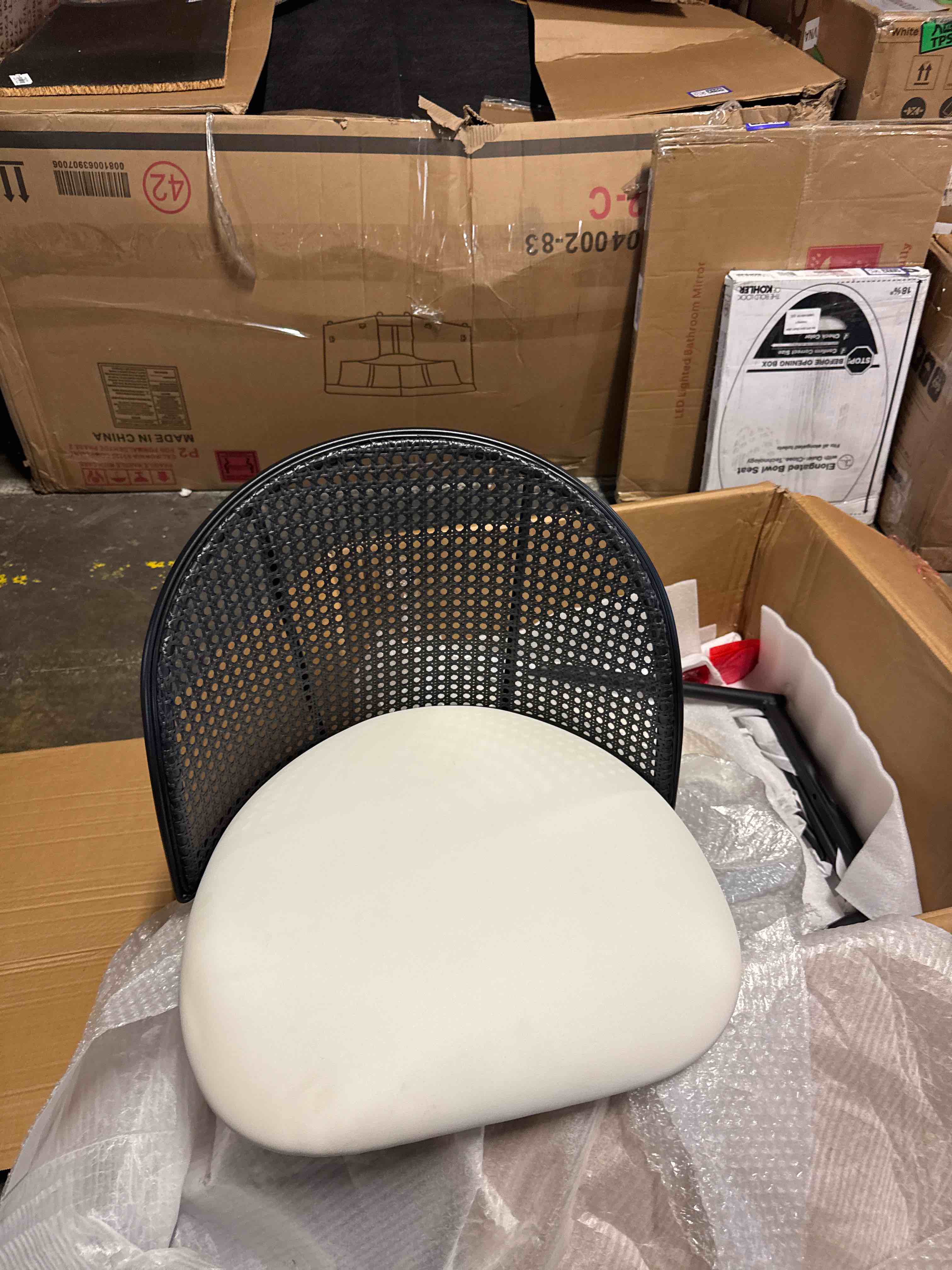 Condition photo showing New/Like New for 29.5'' bar stools set of 2, rattan counter height bar stools, beige | mid-century modern style, pe rattan backrest & metal legs, upholstered seat, comfy chenille fabric, for kitchen island, bar(similar see pics)