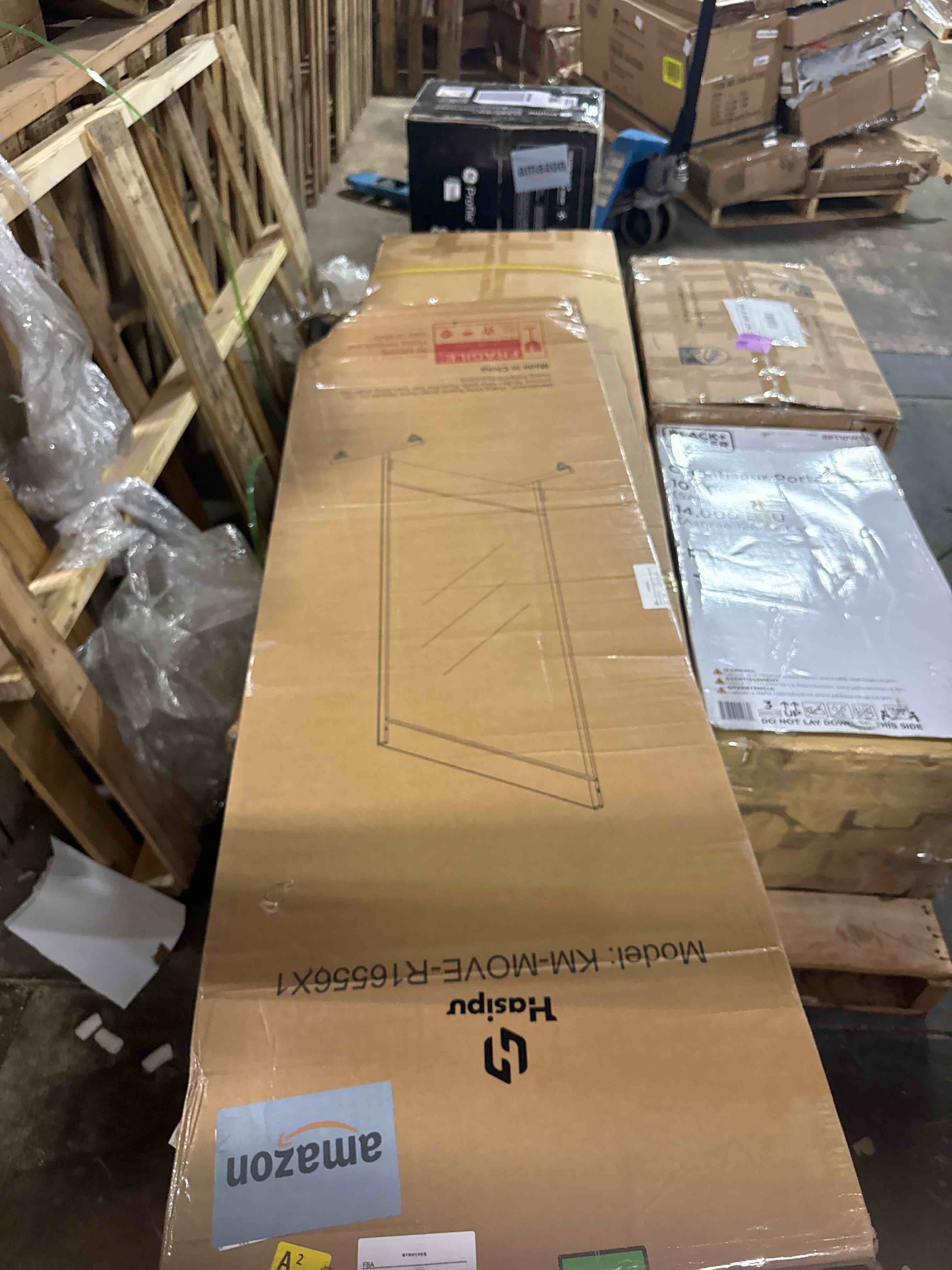 Condition photo showing New/Like New for hasipu home gym mirror with light 360° swivel on wheels, 65" x 22" extra large full length rolling led mirror for yoga studio, bedroom, dancing studio, white white/ led 65"l x 22"w