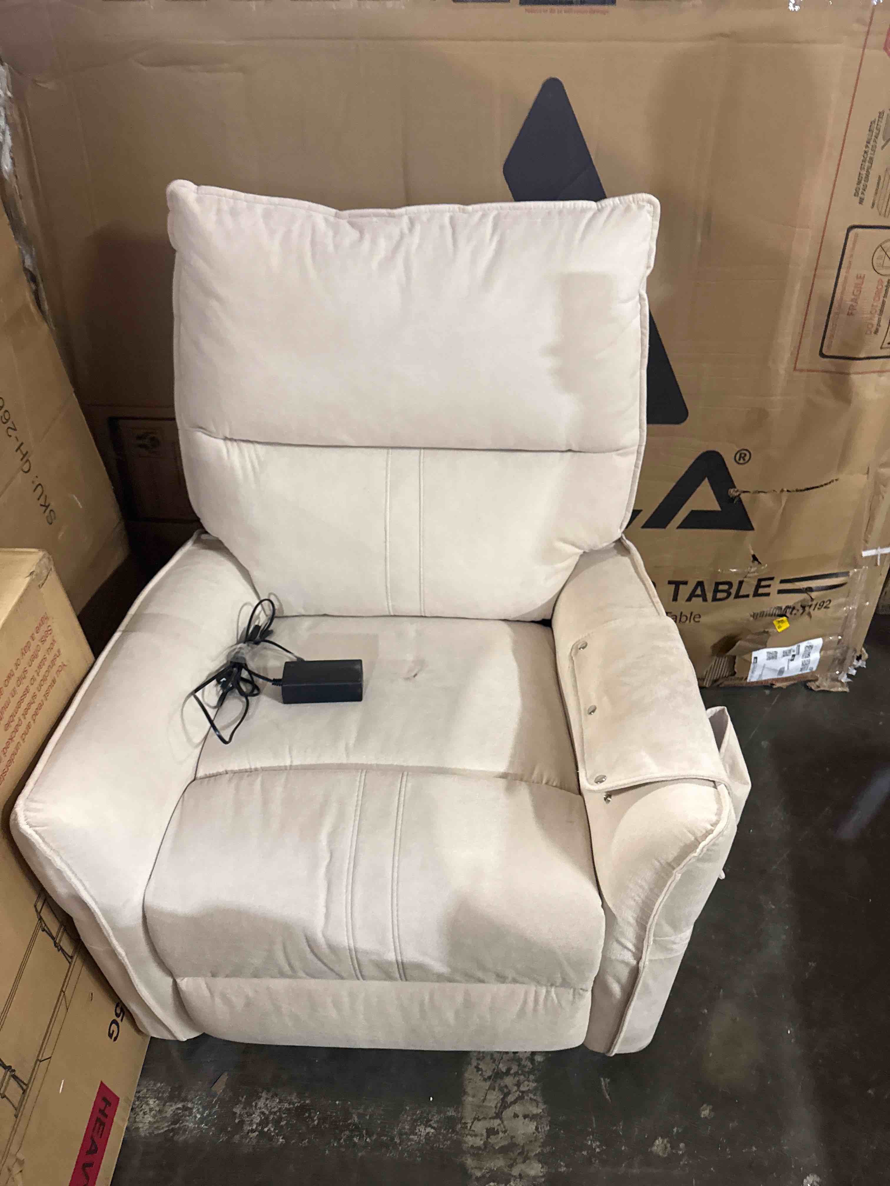 Condition photo showing Good Condition for korser recliner chair for adults, small recliners for small spaces, nursery recliner with adjustable backrest, manual recliner with cup holders and side pockets, chair for living room,bedroom, beige