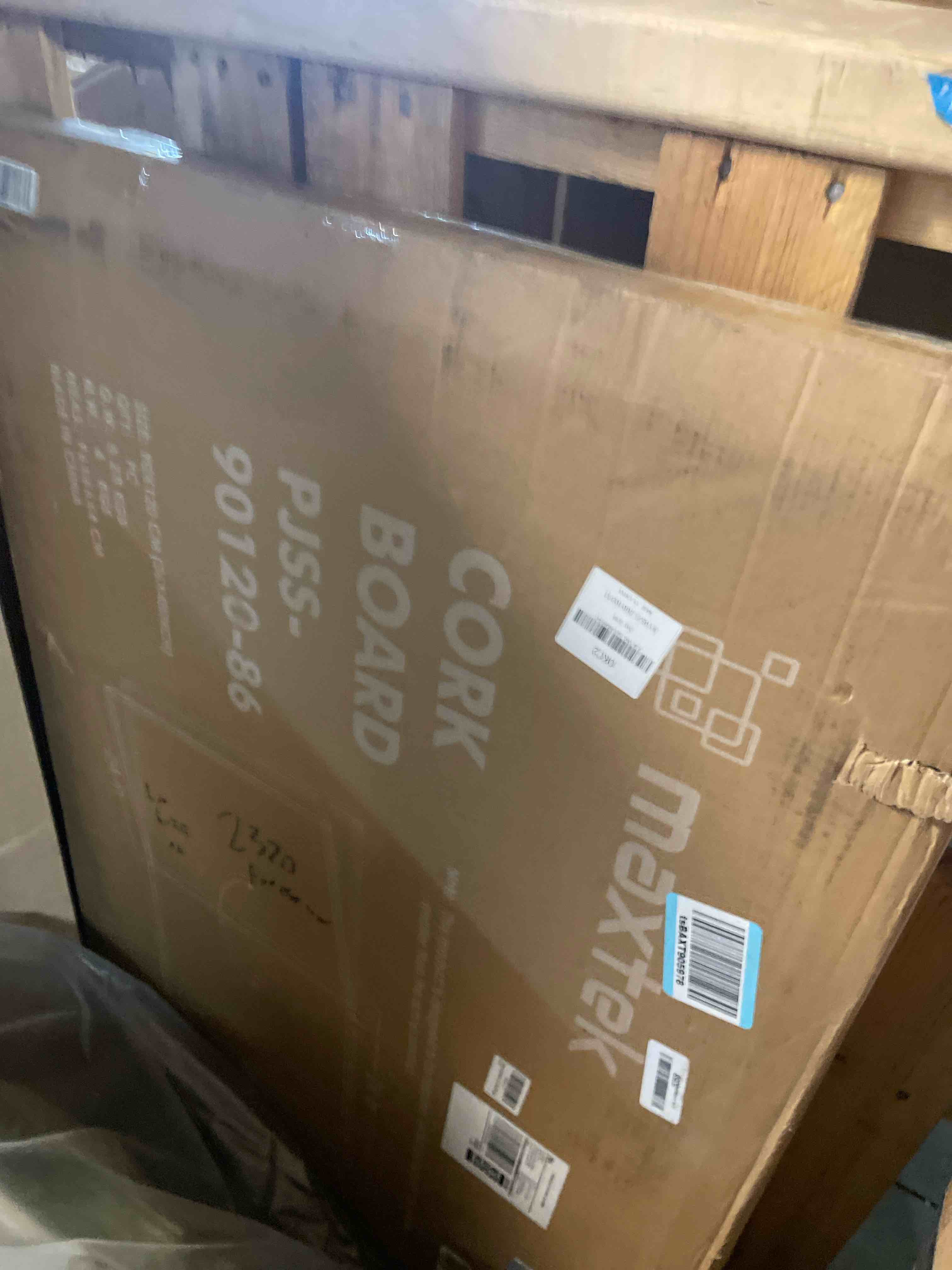 Condition photo showing New/Like New for maxtek large cork board 48 x 36 in, bulletin board for walls, 4'x 3' extra aluminum framed corkboard, foldable wall mounted pin memo notice cork board for office, home wall display 48x36 inches silver